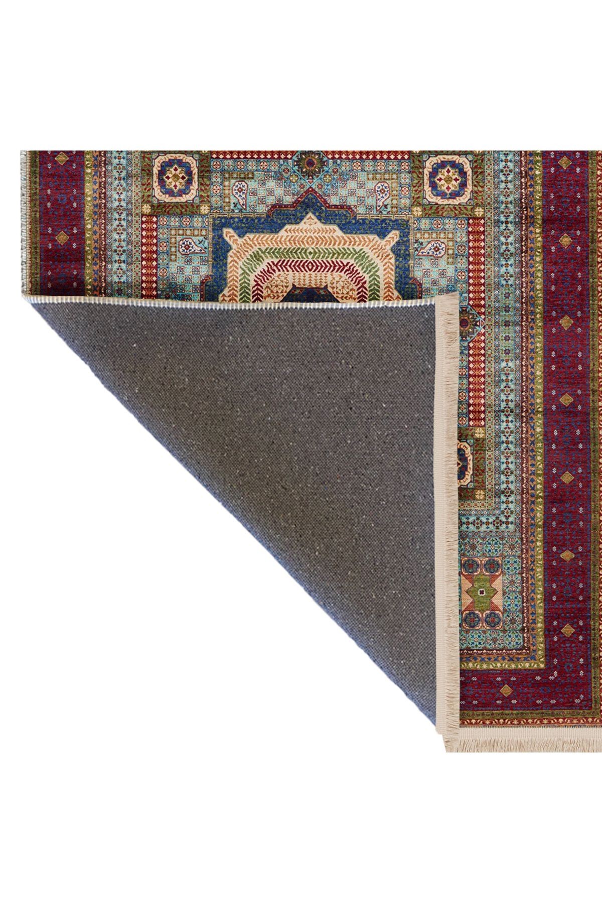 Memlük Koleksiyonu Renkli Etnik Motif Geleneksel Vintage Desen Dokuma Taban Dekoratif Halı memlük30