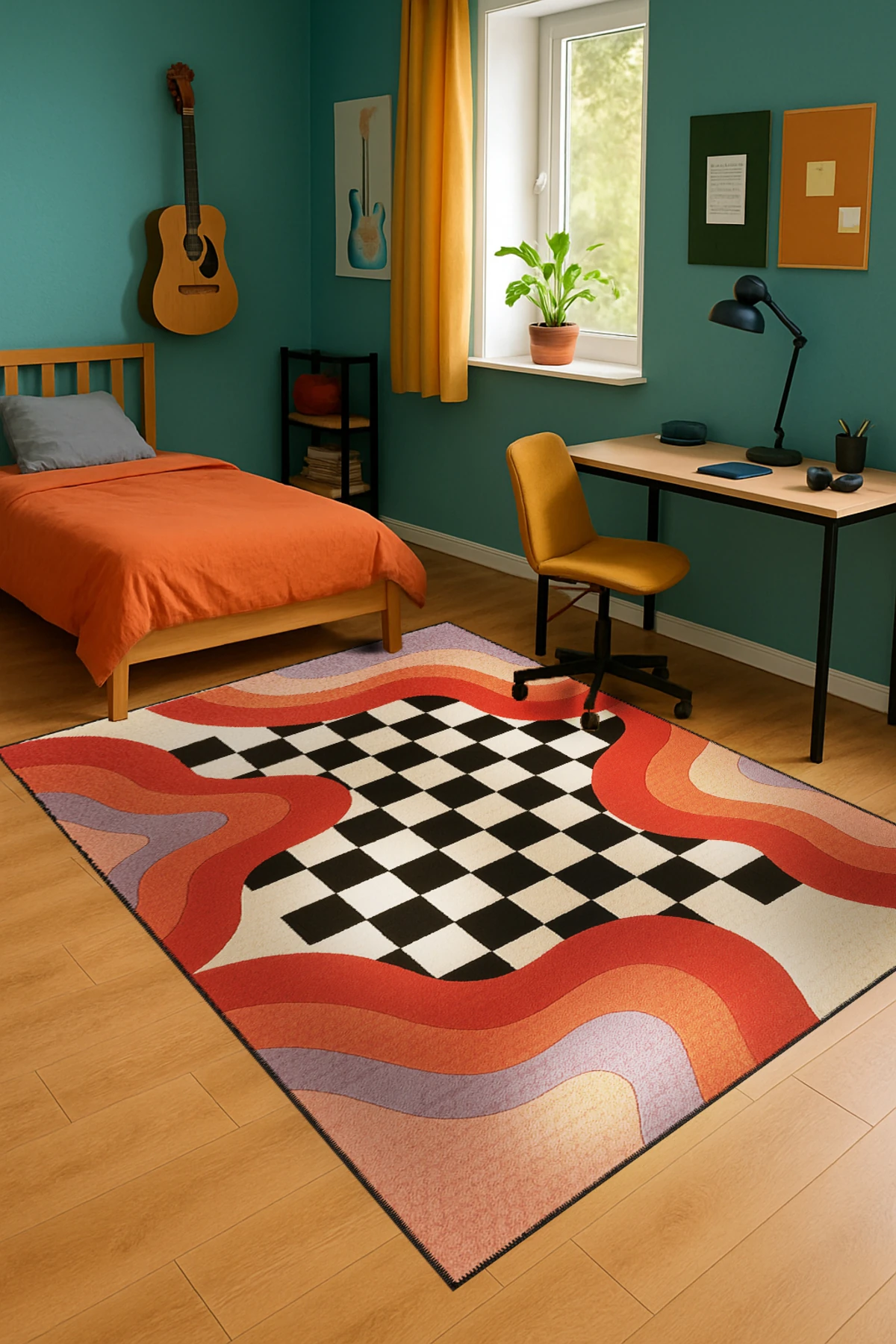 MOSSO Çiçek Motifli Desen Dokuma Taban Vintage Dekoratif Halımosso912