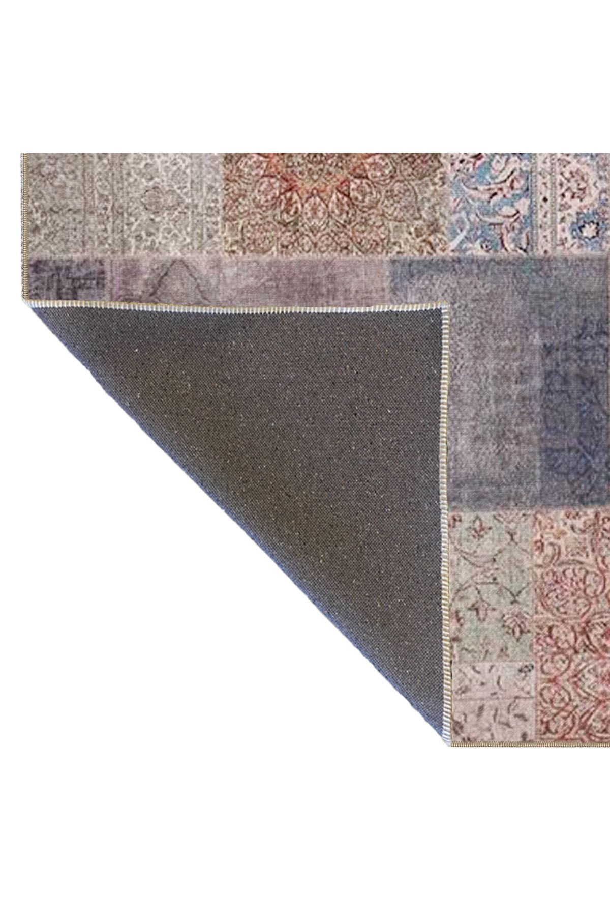 Gri Çiçekli Floral Etnik Desenli Dokuma Taban miravip676