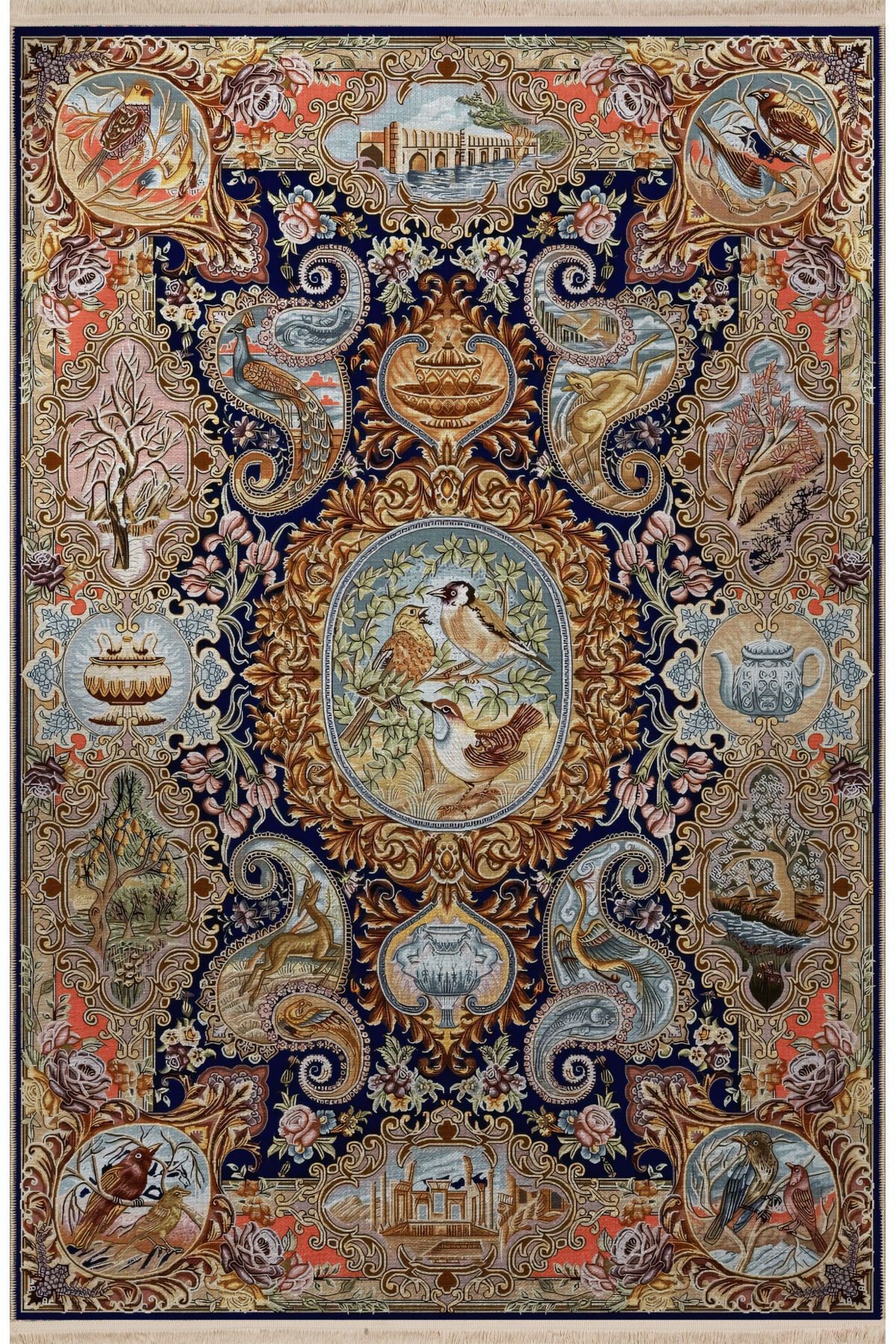 Çok Renkli Geleneksel Motif Etnik Desenli Kreatif Vintage Dekoratif Halı 2588