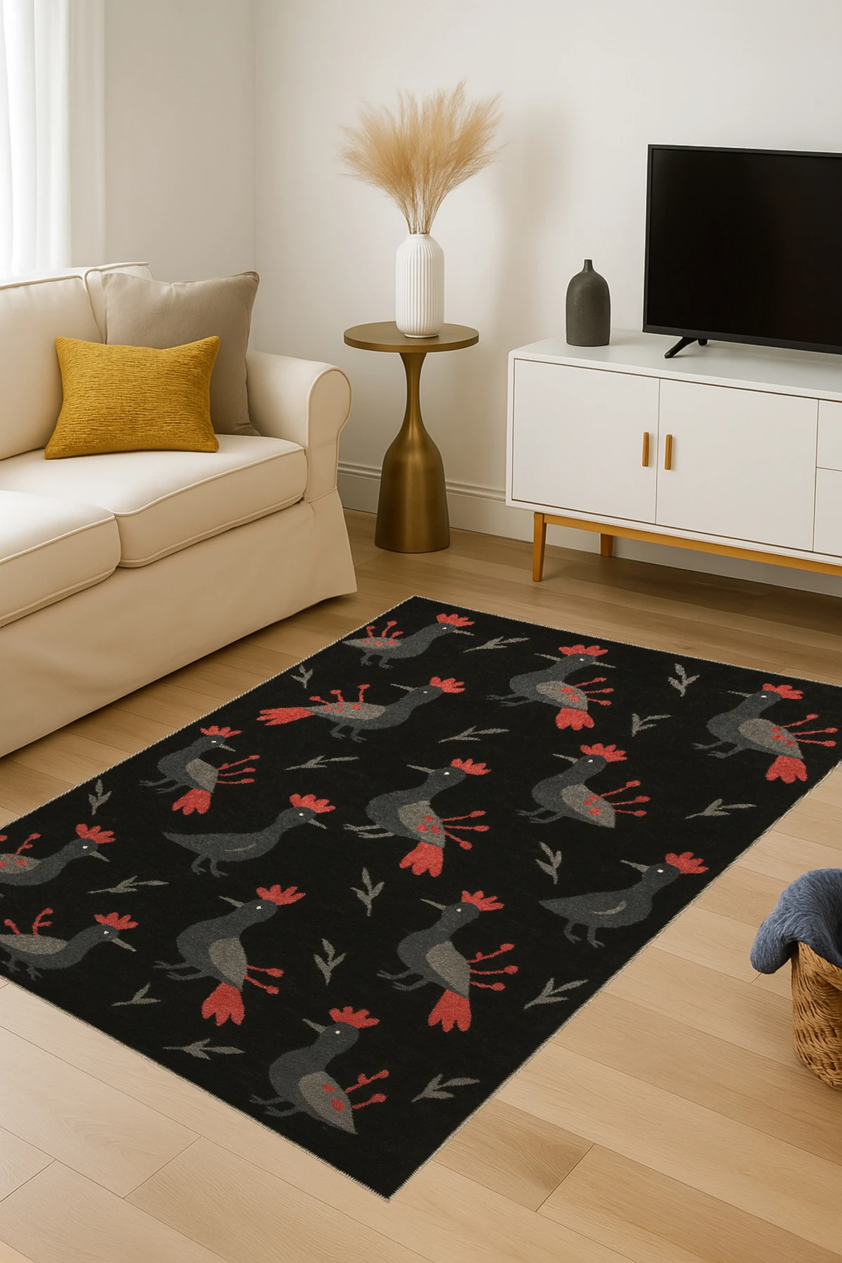 MOSSO Kuş Temalı Desenli Modern Dekoratif Halı mosso432