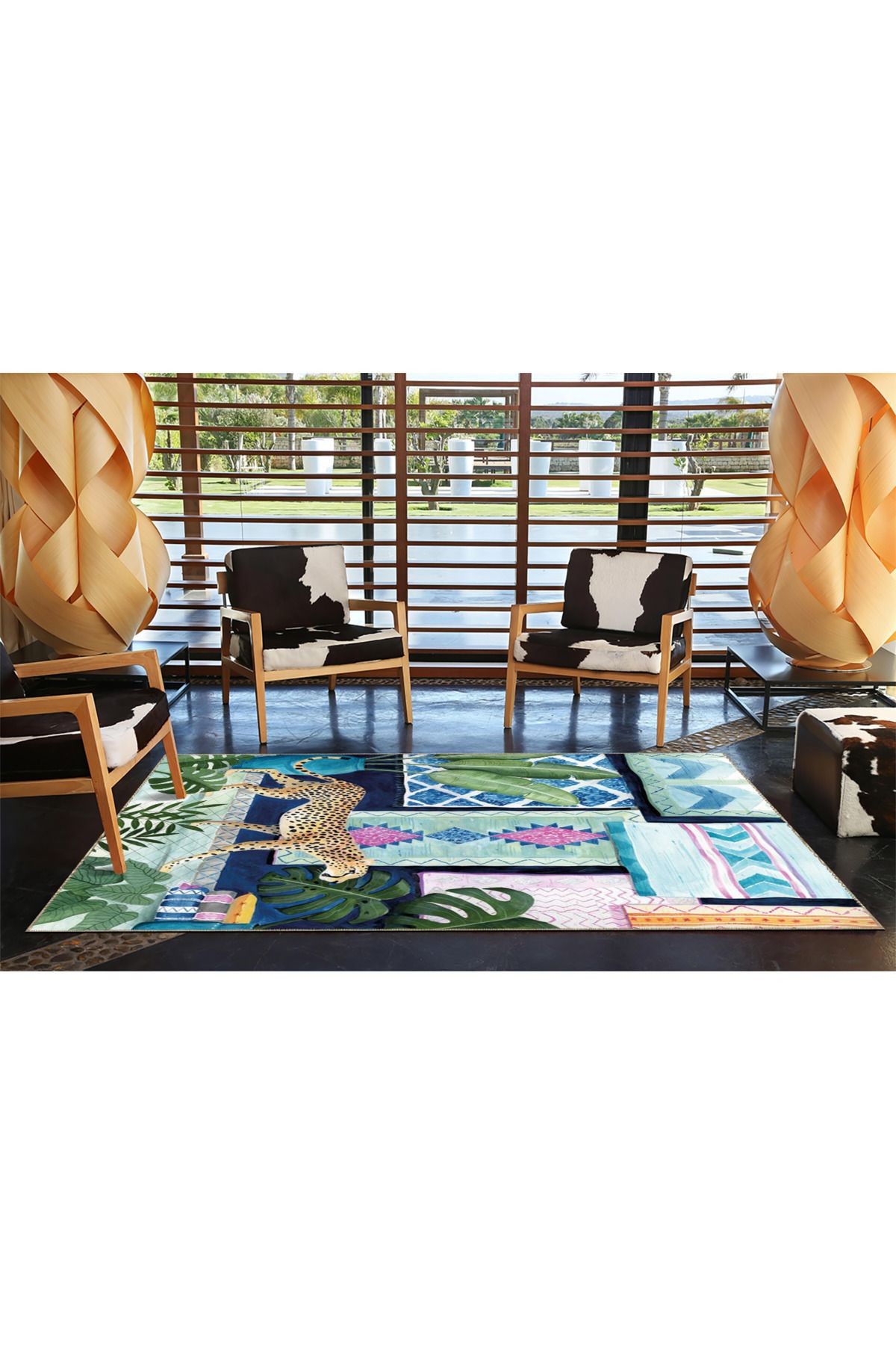 Çok Renkli Leopar Desenli Kreatif Modern Dekoratif Halı 3534