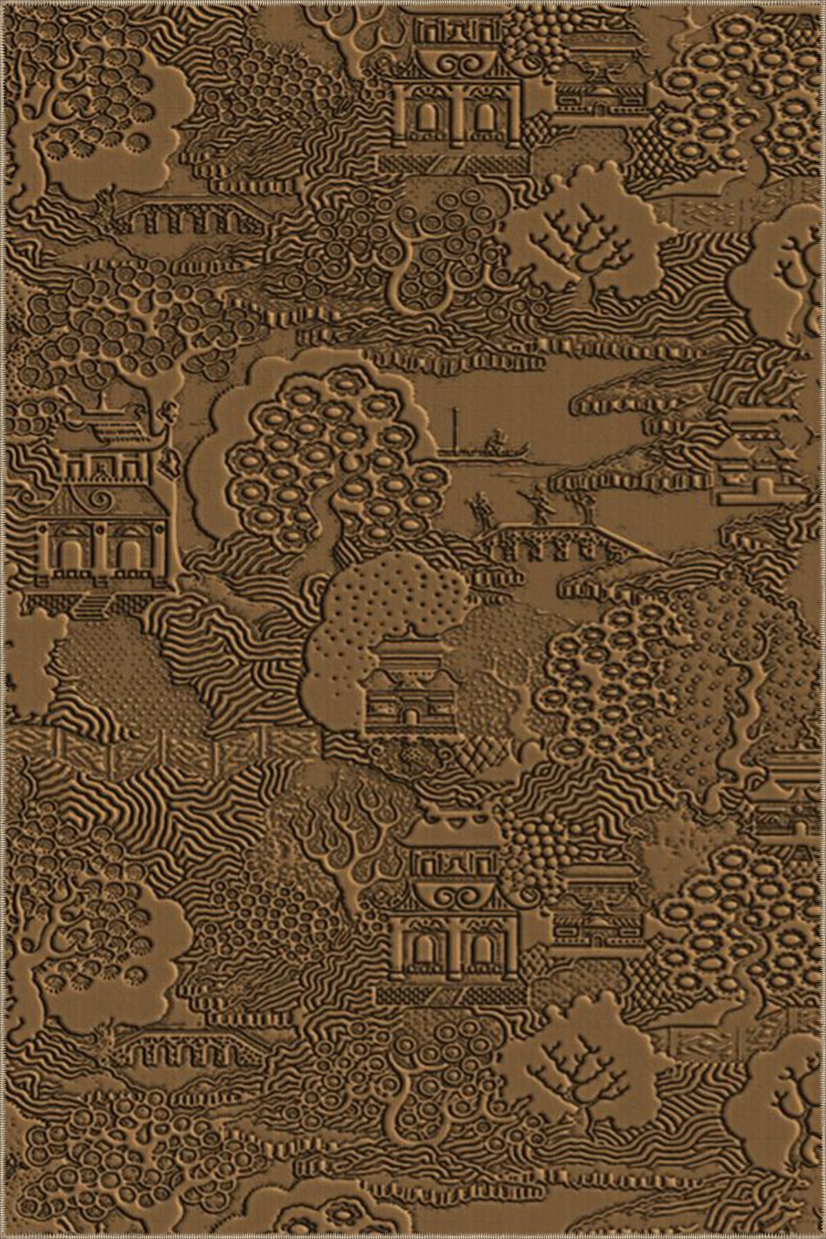 Kahverengi Renkte Geleneksel Dokuma Taban Halı 4013