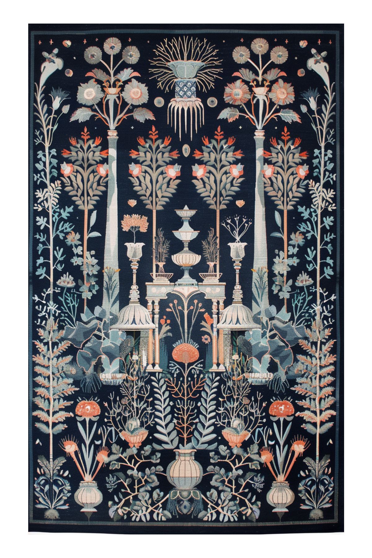 Fiorella Pastel Bahar Çiçekleri Tema  Dokuma Taban  Dekoratif Halı 7009