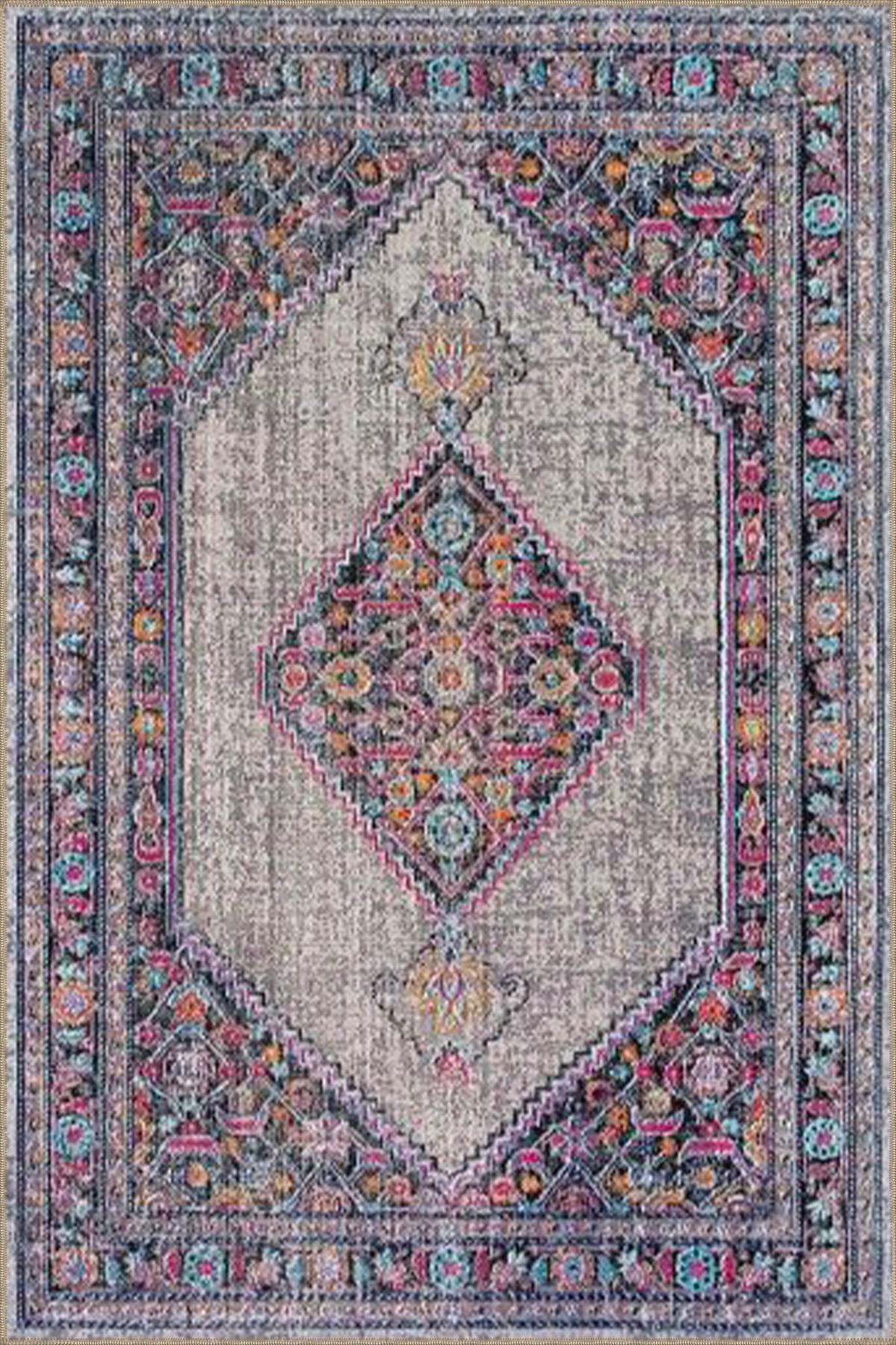 Mor Geleneksel Temalı Desenli Dokuma Taban Halı ve Yıkanabilir Halı miravip10124