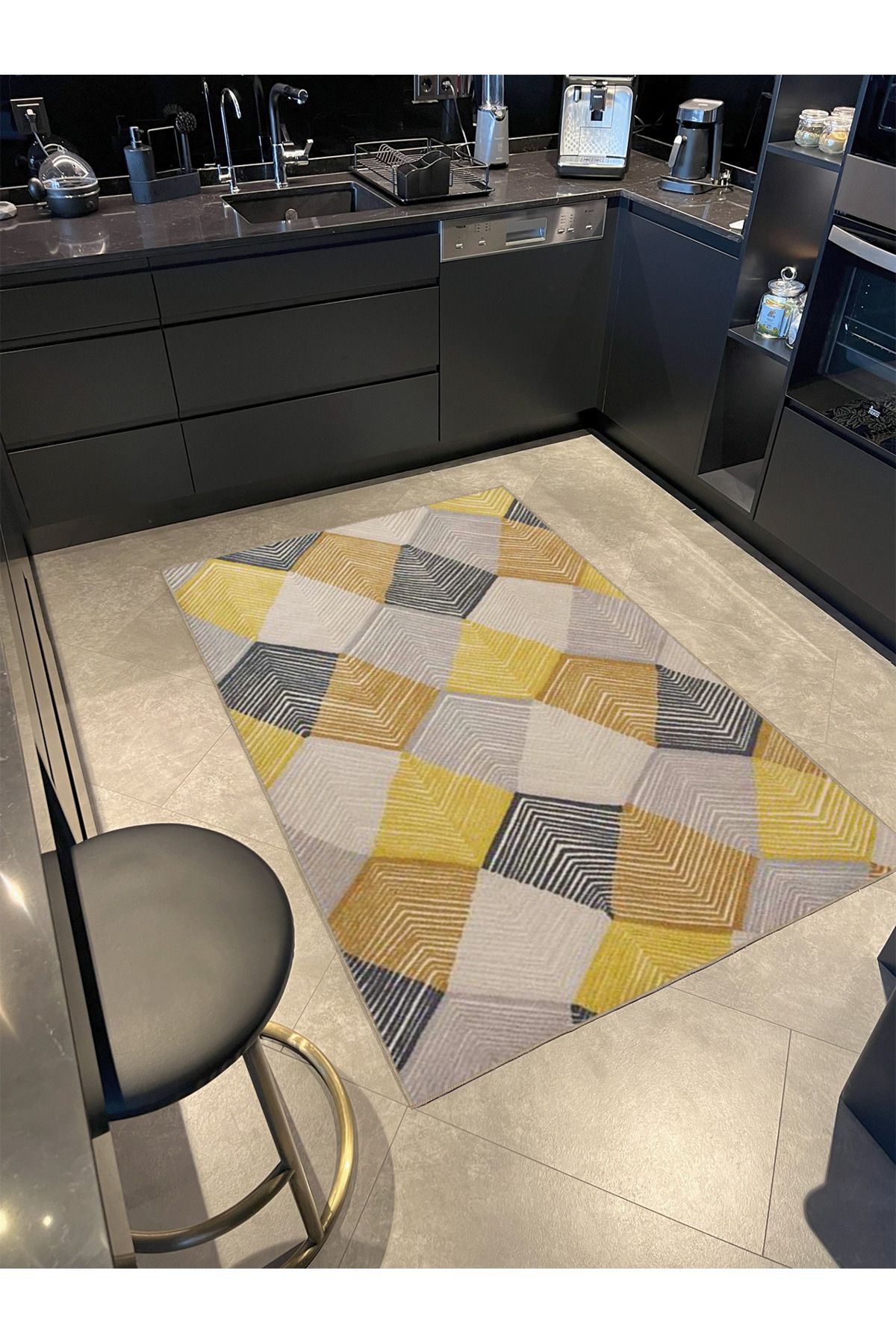 Siyah Kahverengi Baklava Temalı Geometrik Dokuma Taban miravip842