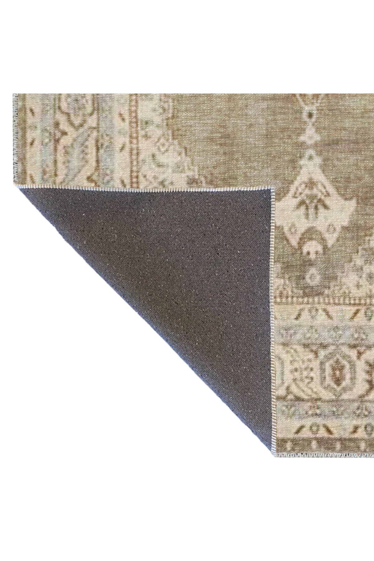 Bej Temalı Geleneksel Motif Desenli Vintage Dekoratif Halı 3286