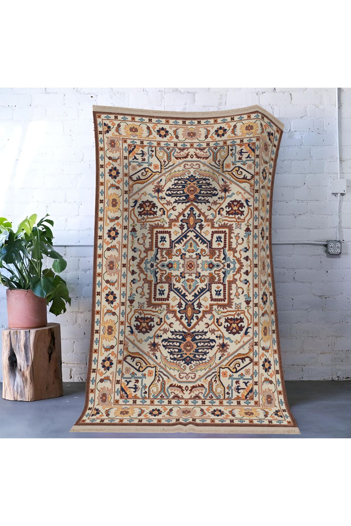 Mira Açık Ton Çok Renkli Geleneksel Motif Etnik Desenli Vintage Dekoratif Halı Mira 1589