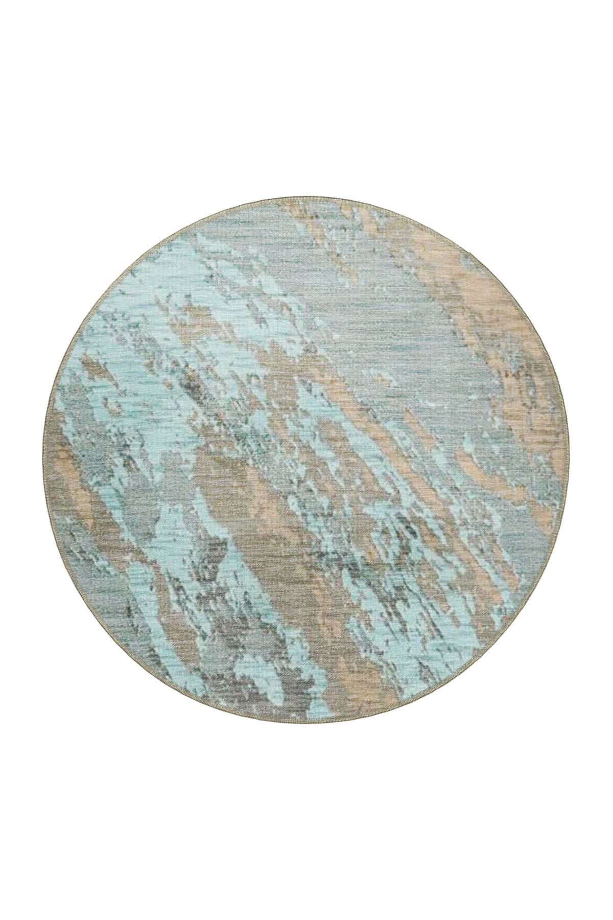 Turkuaz Temalı Soyut Desenli Kreatif Modern Dekoratif Halı 3930