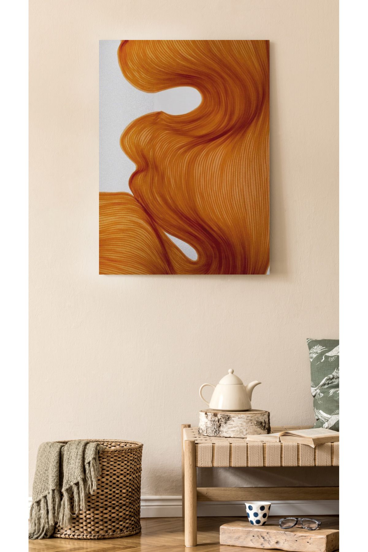 Kanvas Tablo Turuncu Boyalı Desenli Temalı Tablo