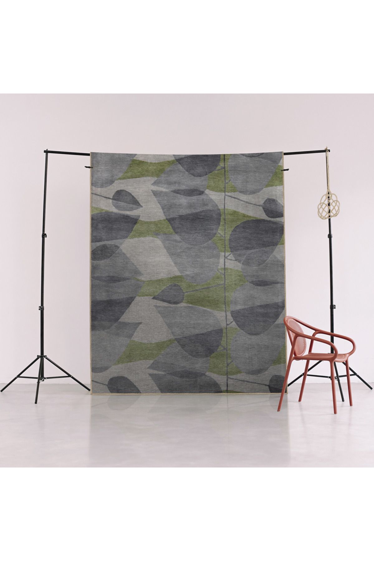 Gri Yeşil Temalı Soyut Geometrik Desenli Kreatif Modern Dekoratif Halı 2985