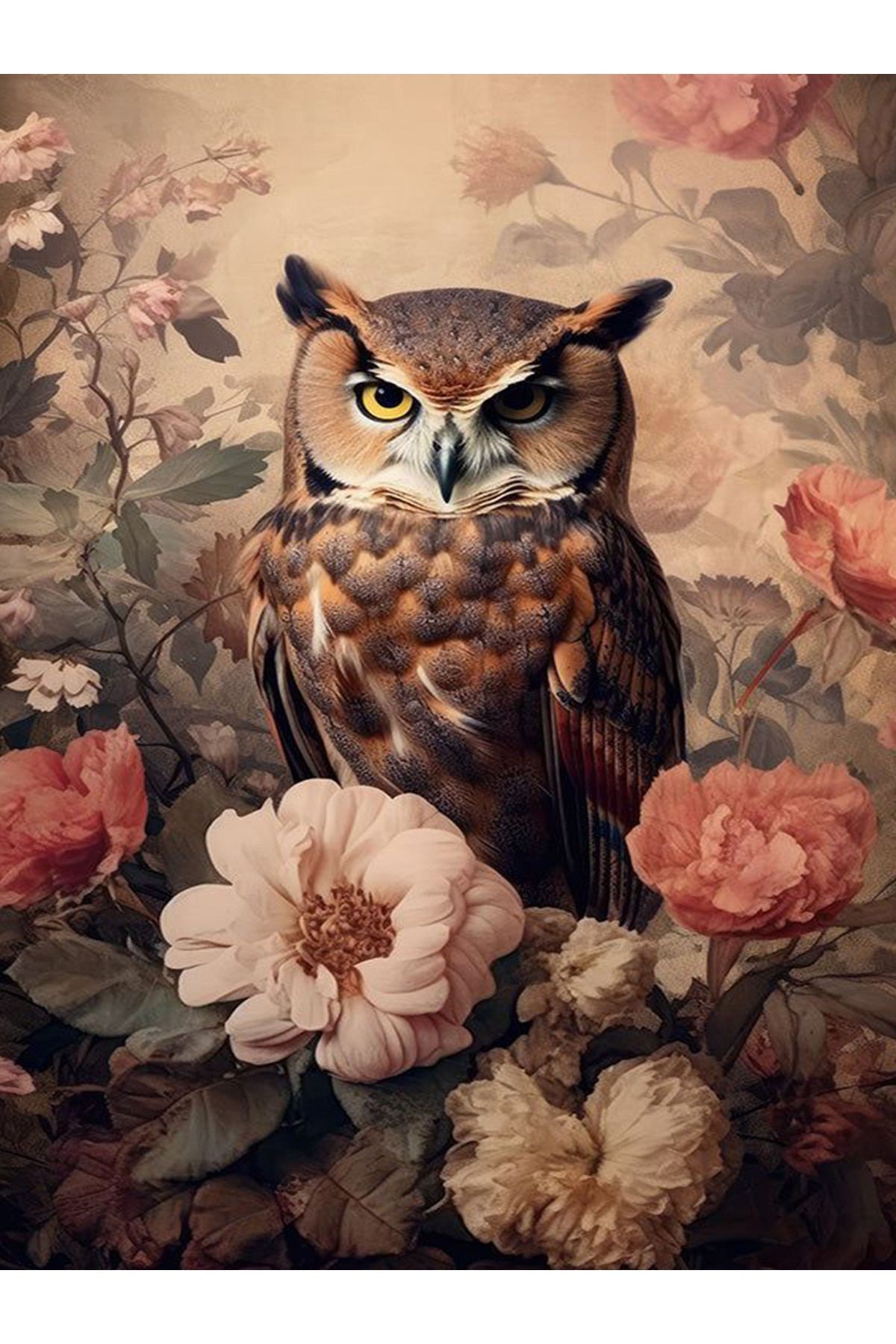 Güneş Koleksiyonu Pastel Tonlarda Baykuş Desenli Dokuma Taban Modern Dekoratif Halı güneş23