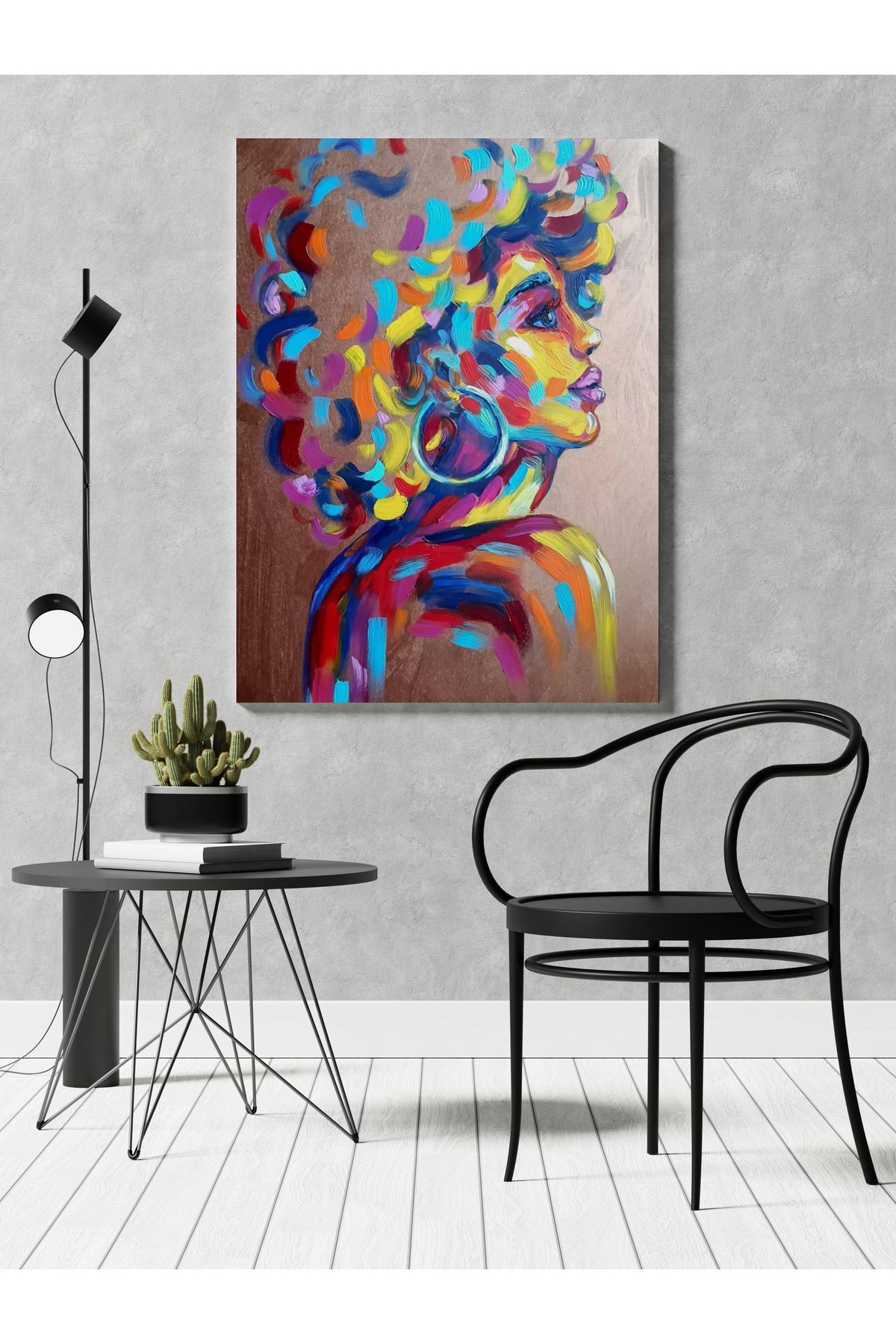 Kanvas Tablo Modern Kadın Desenli Renkli Temalı Modern Tablo