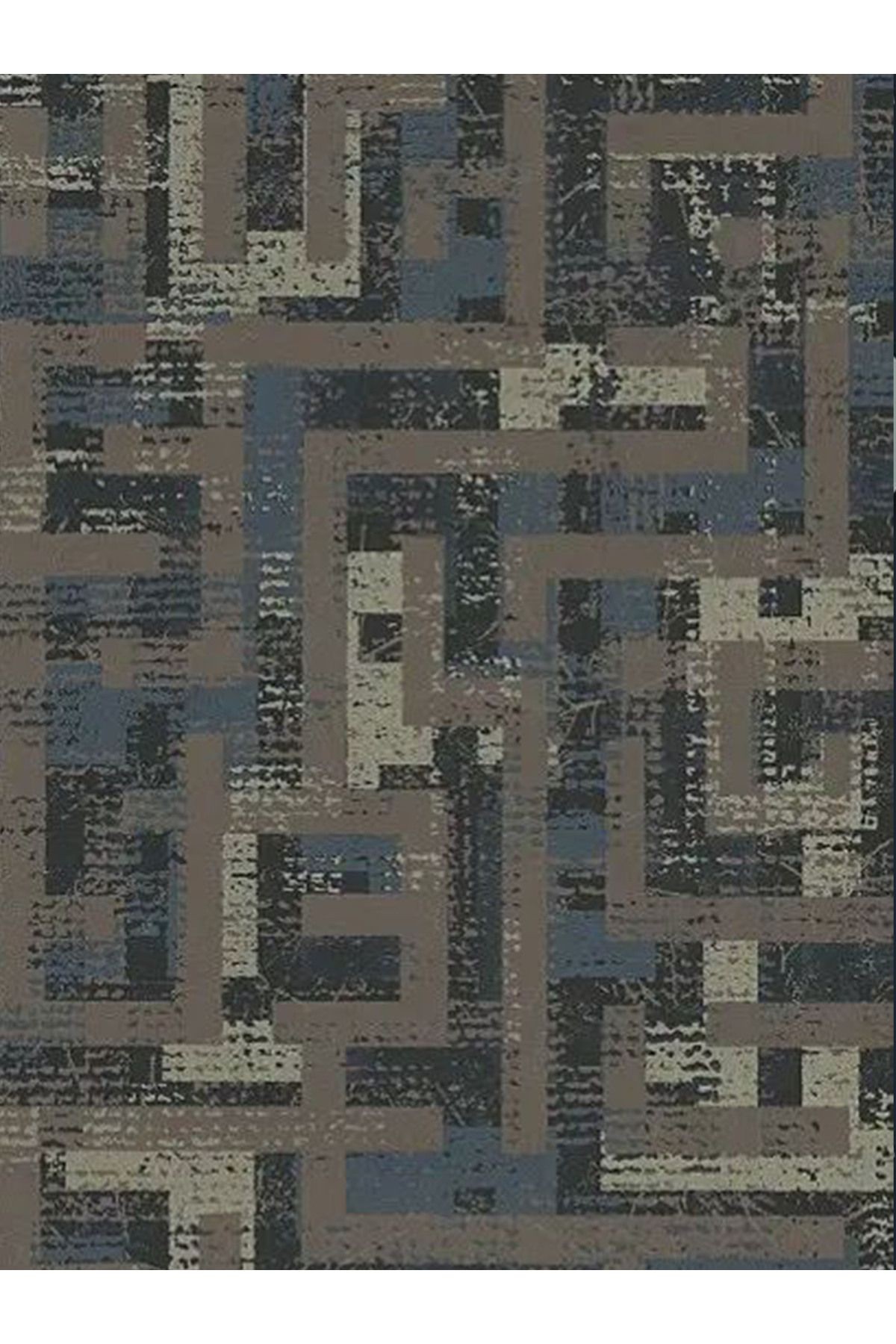 Atlas Koleksiyonu Koyu Ton Geometrik Labirent Desenli Modern Dekoratif Halı 49
