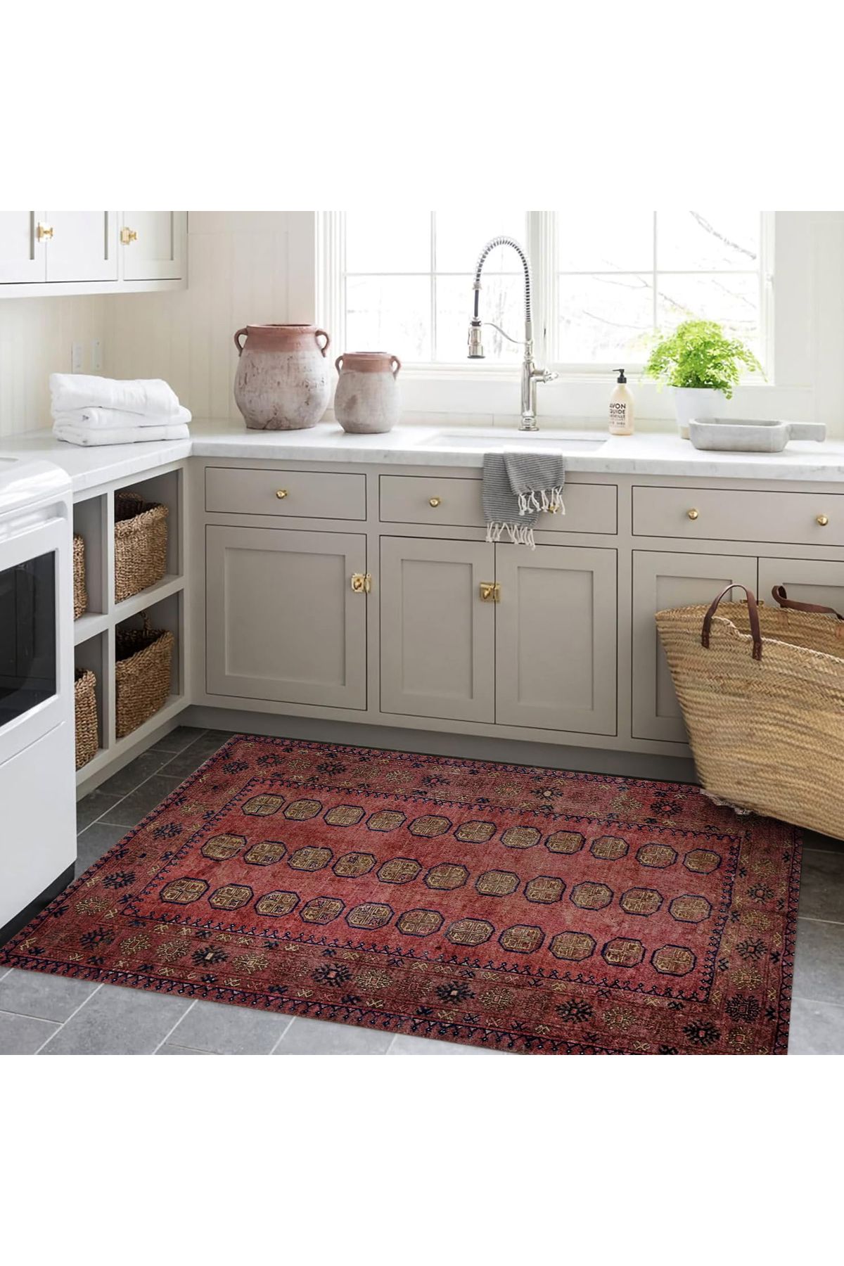 Mete Koleksiyonu Çok Renkli Etnik Motifler Desenli Vintage Dekoratif Halı 19