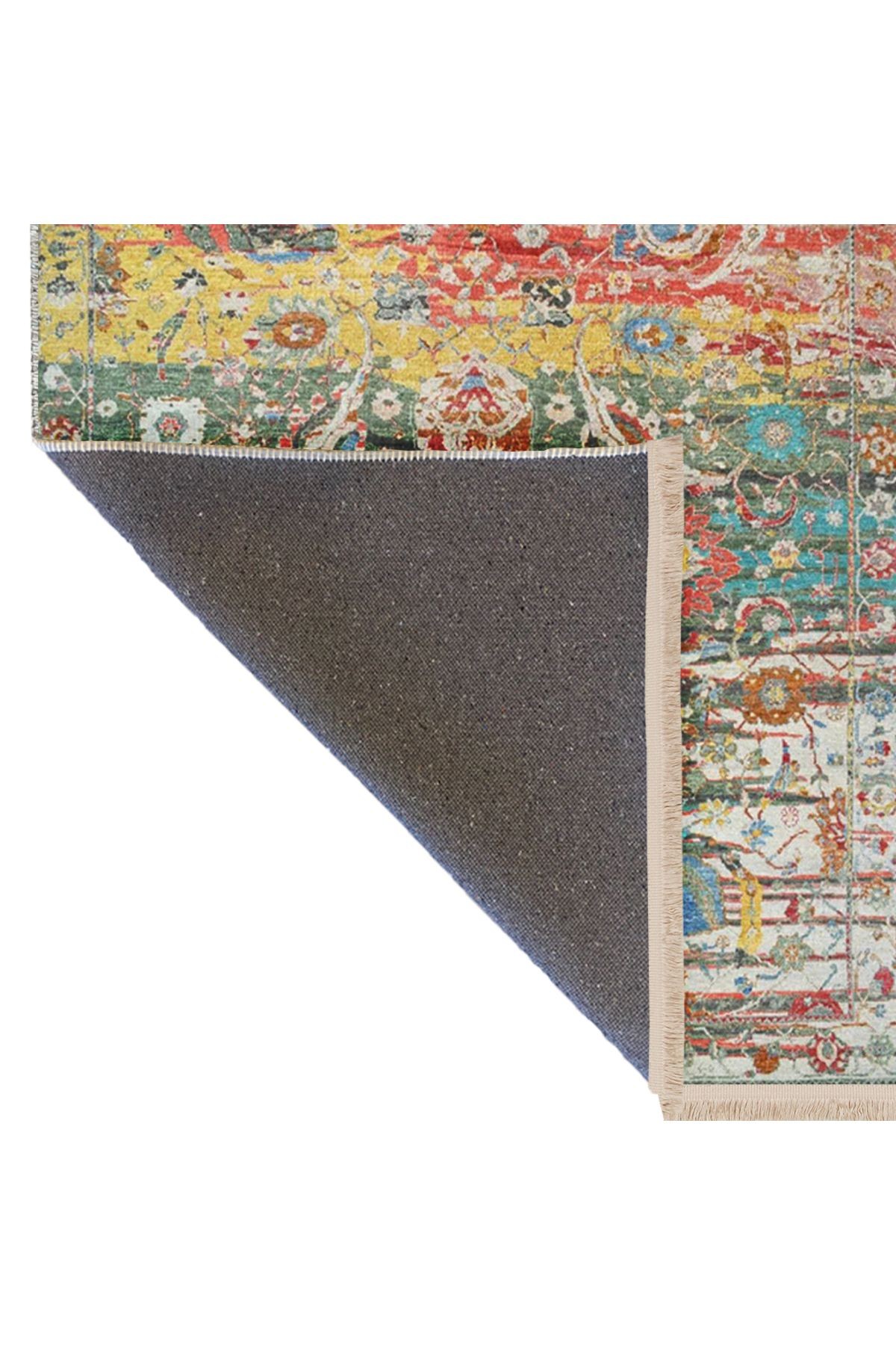 Barcelona Koleksiyonu Çok Renkli Soyut Motifler ve Geleneksel Desenli Vintage Dekoratif Halı 40
