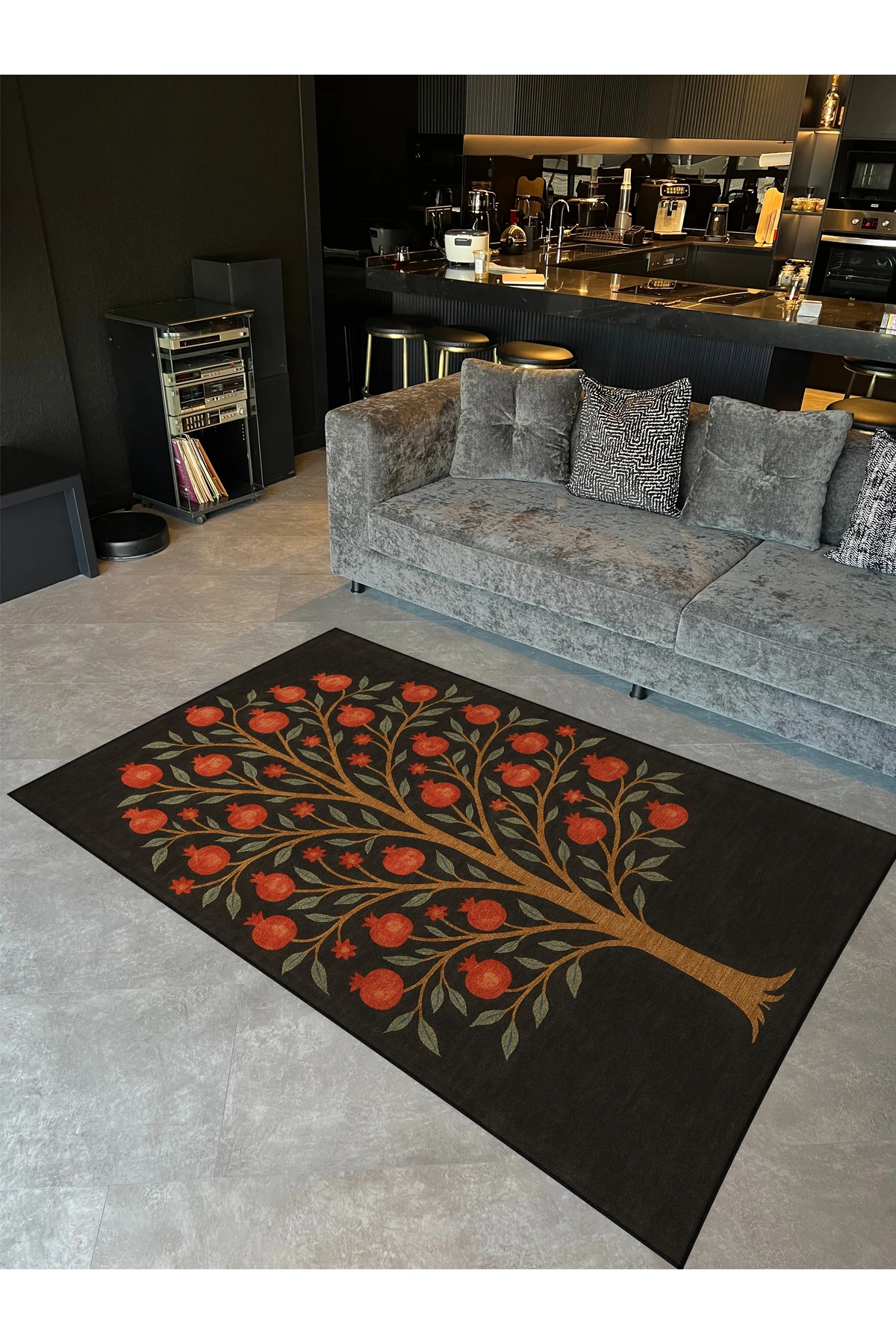 MOSSO Ağaç Temalı Desenli Modern Dekoratif Halı mosso435