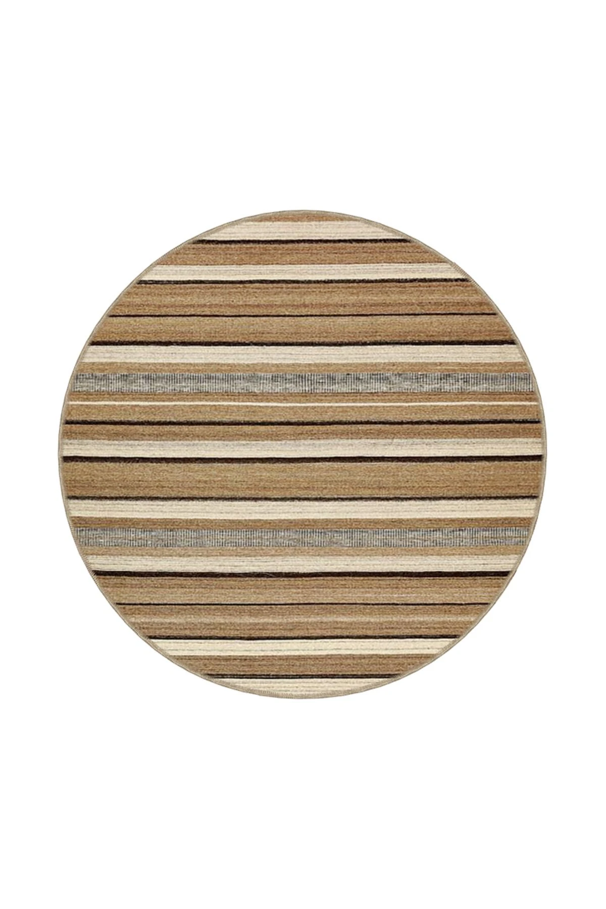 Kahverengi Çizgili ve Geometrik Desenli Modern Dekoratif Halı 4445