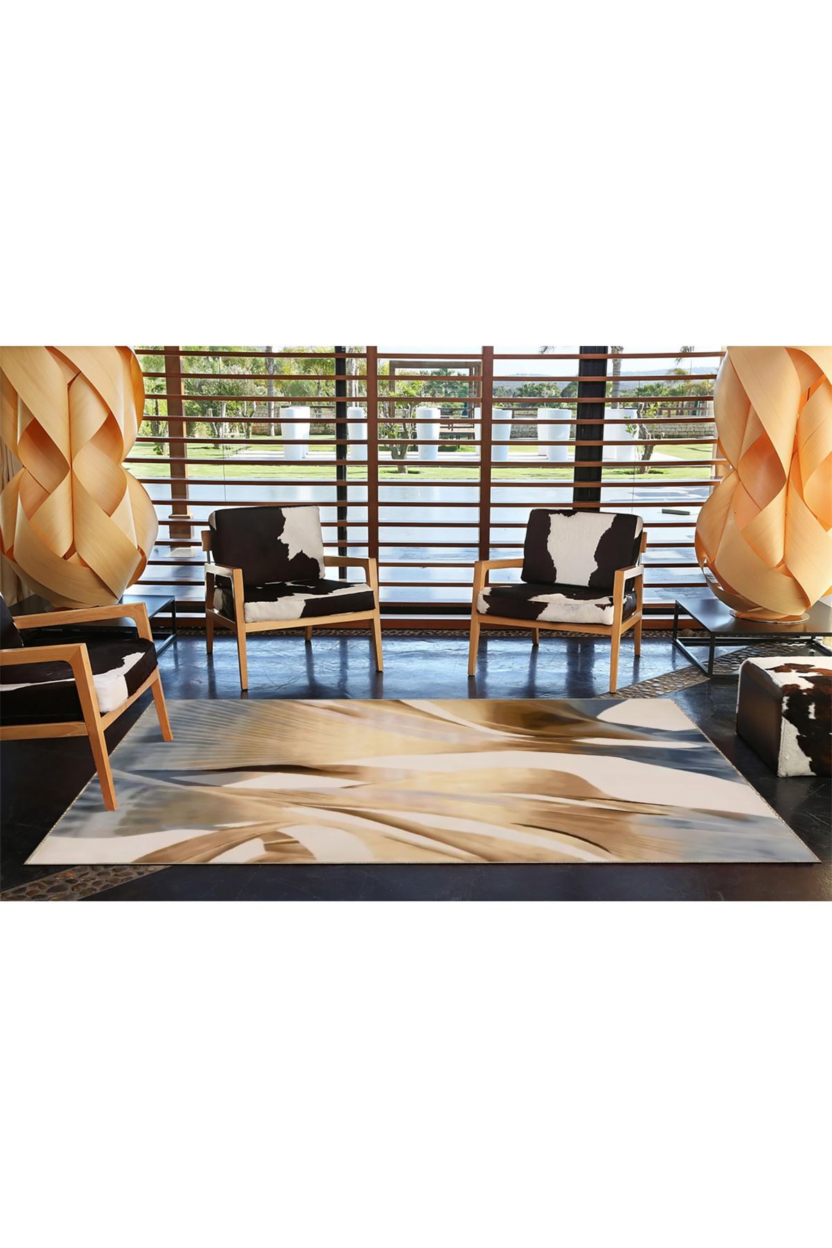 Çok Renkli Soyut Abstract Desenli Kreatif Modern Dekoratif Halı 3517