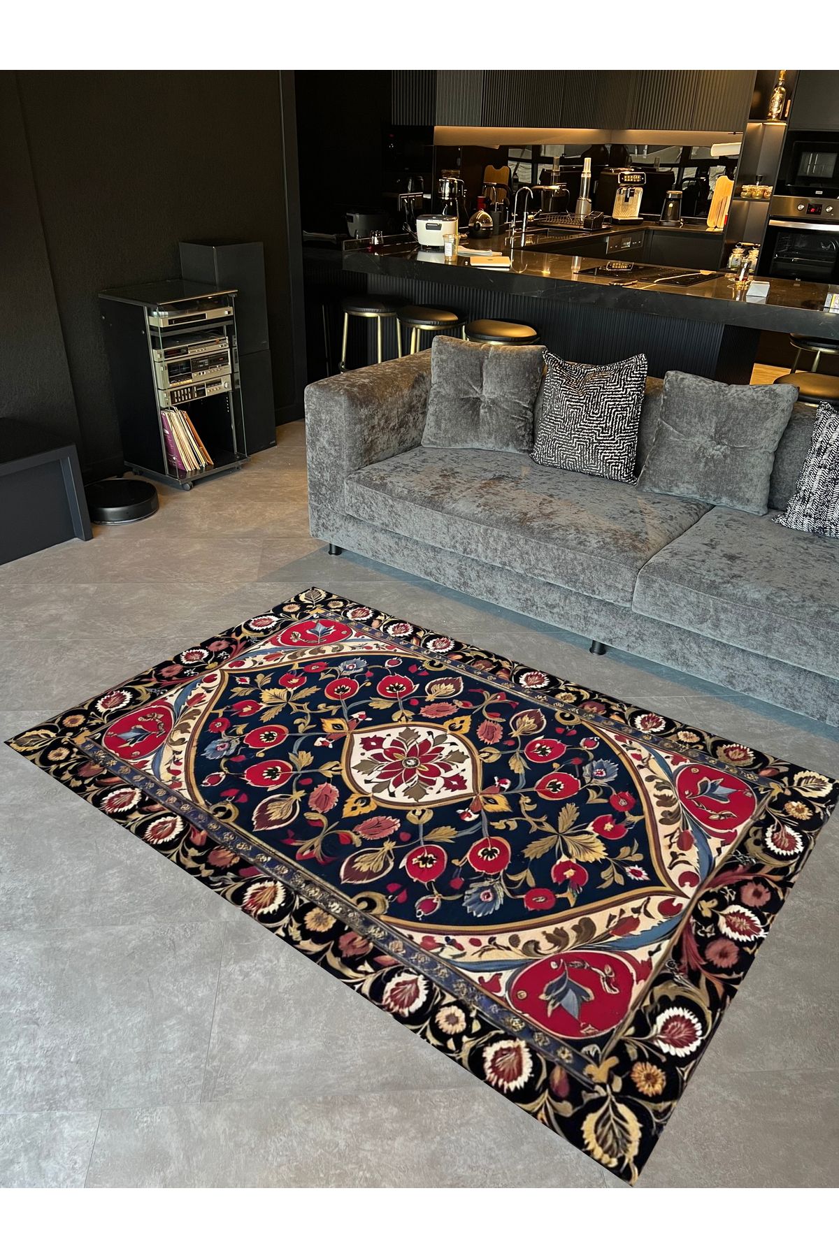 Paris Koleksiyonu Çok Renkli Geleneksel Motif ve Etnik Desenli Vintage Dekoratif Halı 52