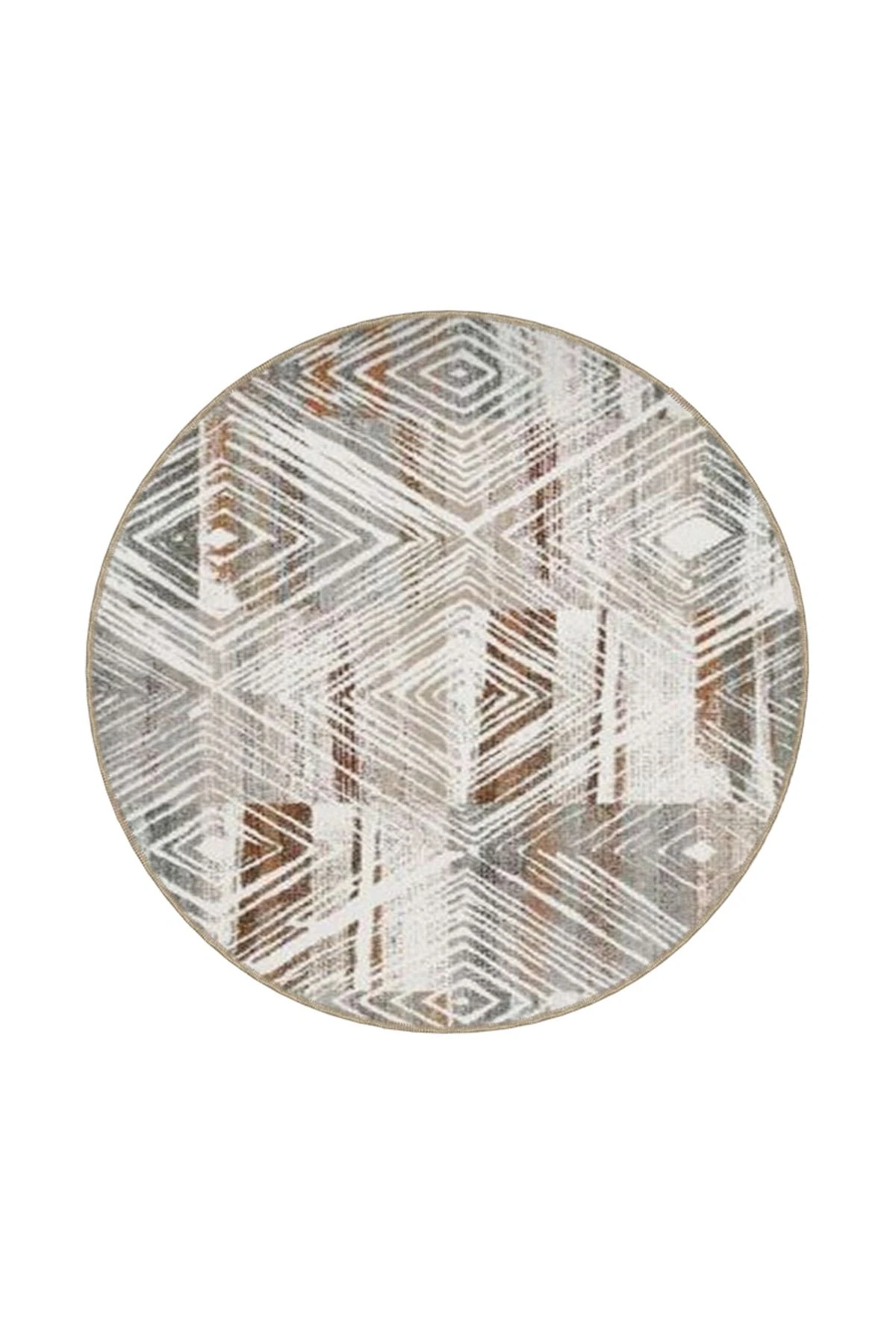 Krem Geometrik Geleneneksel Dokuma Taban Yıkanabilir Halı miravip9147