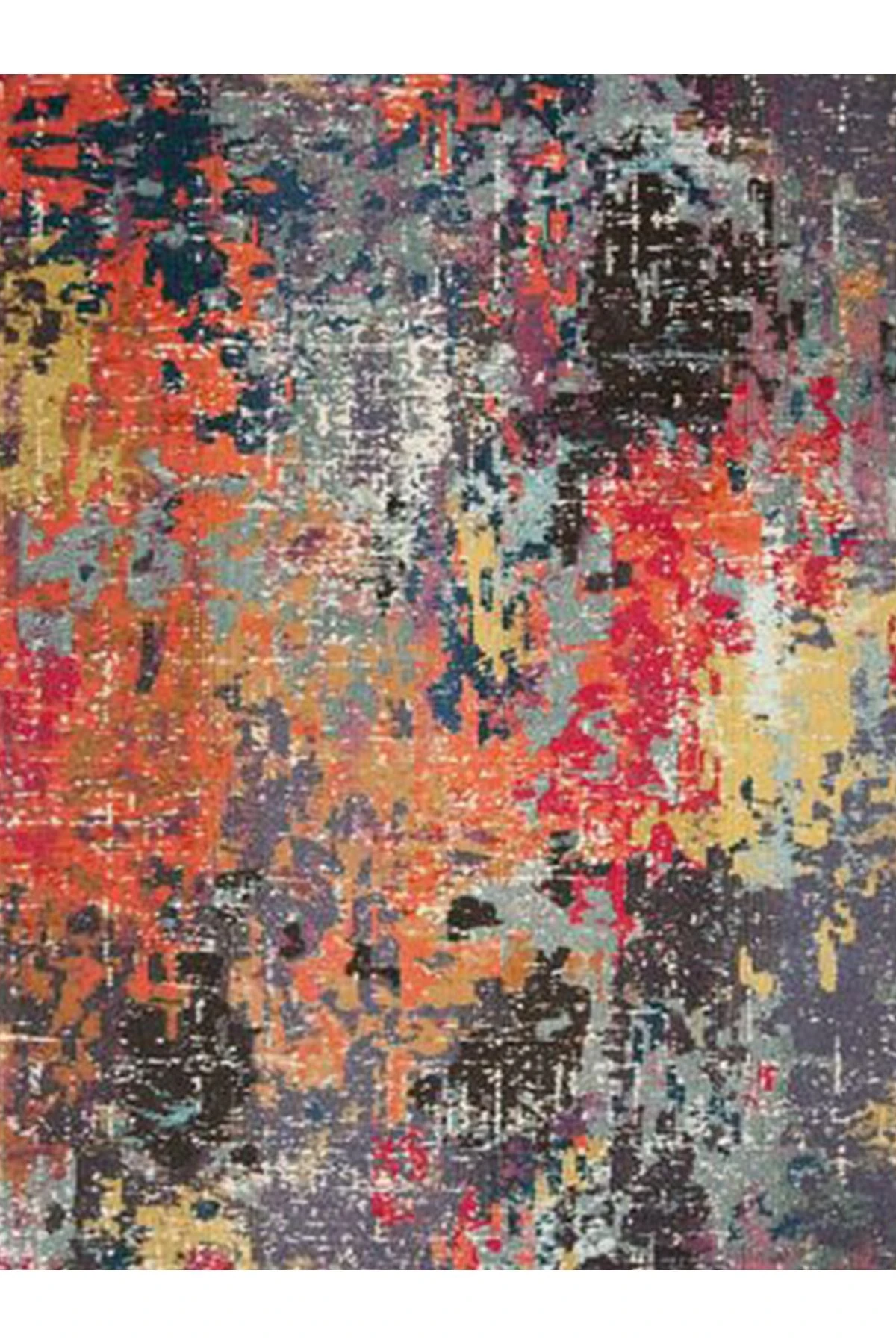 Lina Koleksiyonu Çok Renkli Soyut Desenli Dokuma Taban Dekoratif Halı lina34