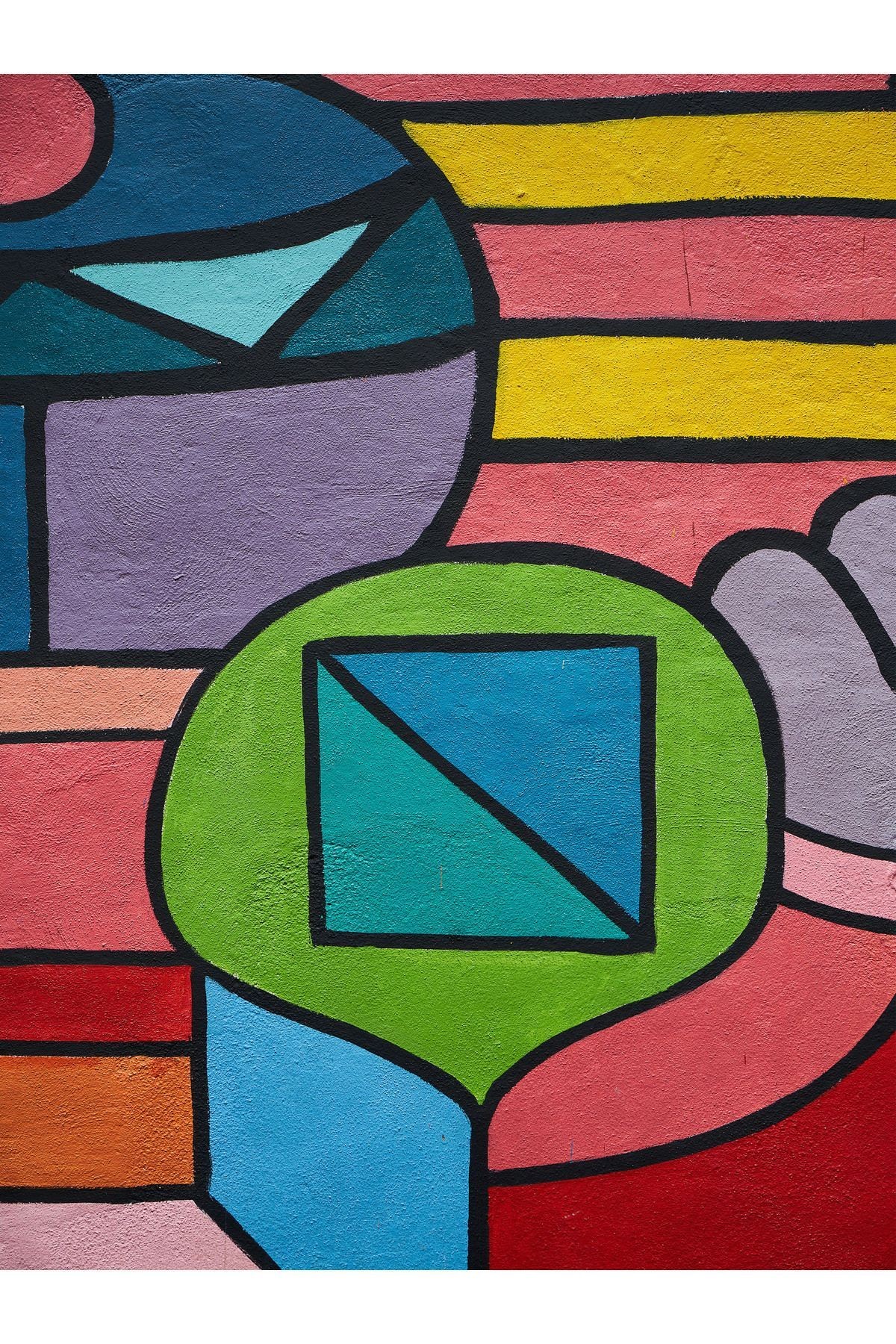 Paris Koleksiyonu Çok Renkli Grafiti Görünümlü Şekiller  Modern Dekoratif Halı paris41