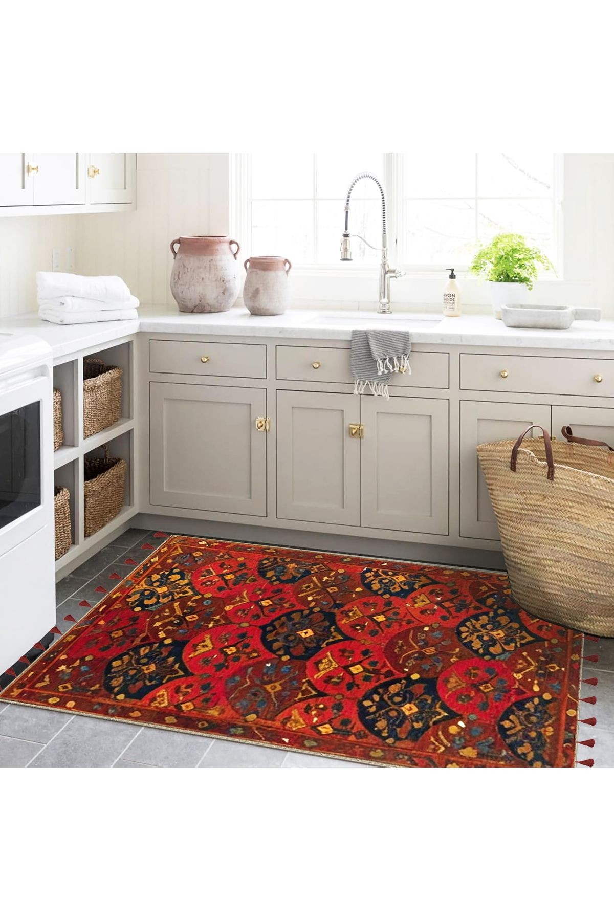 Royal Etnik Motifler Desenli Püskül Detaylı Dokuma Taban Dekoratif Halı royal37
