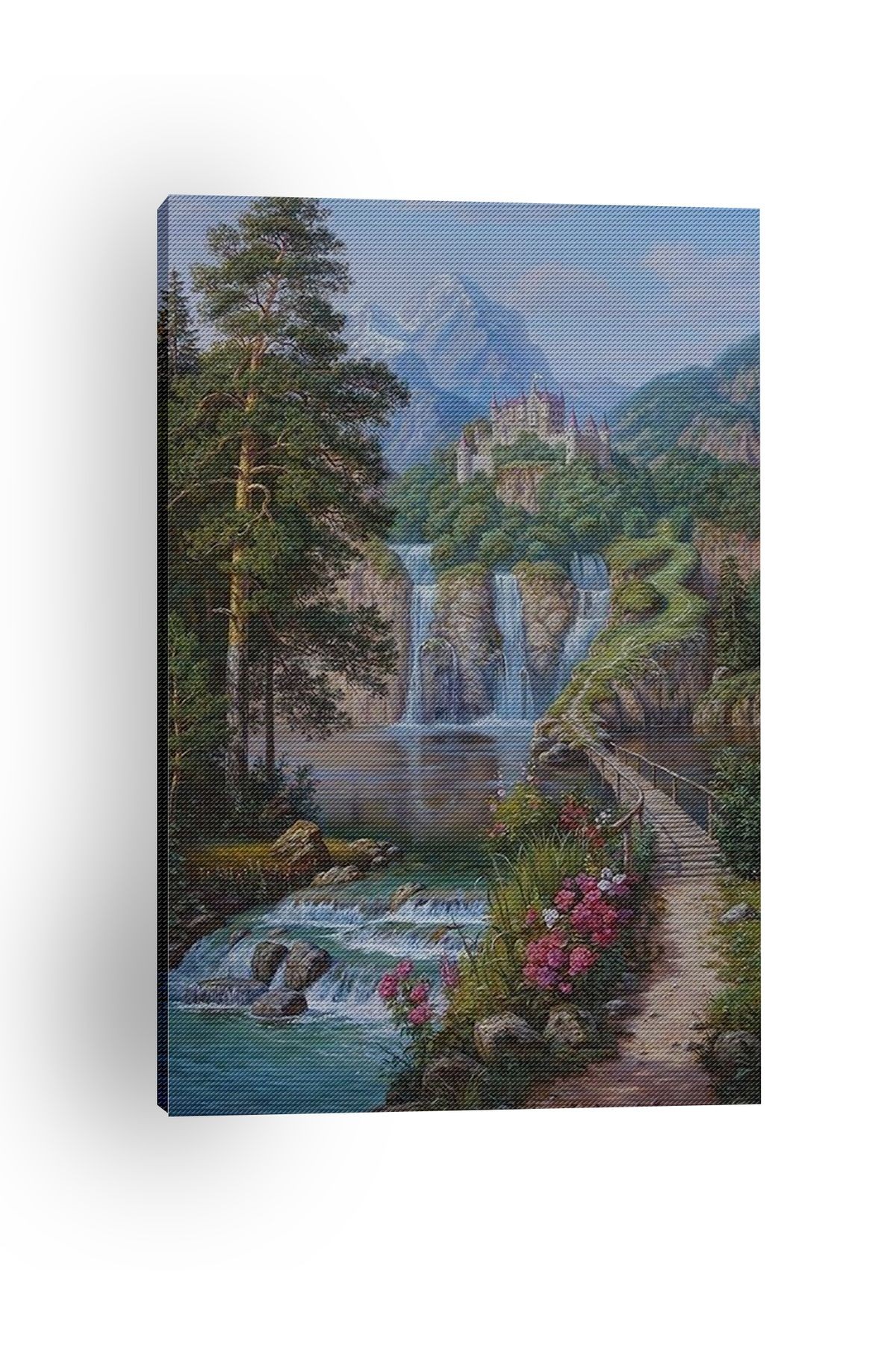 Kanvas Tablo Gök Altında Doğal Şelale Temalı Desenli Modern Tablo