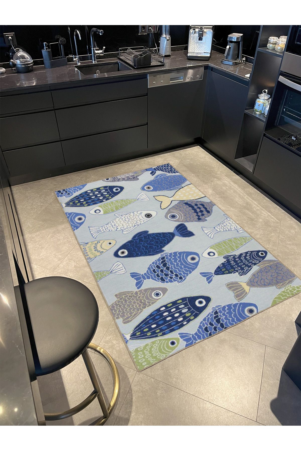 Balık Desenli Dokuma Taban ve Dekoratif Halı miravip623