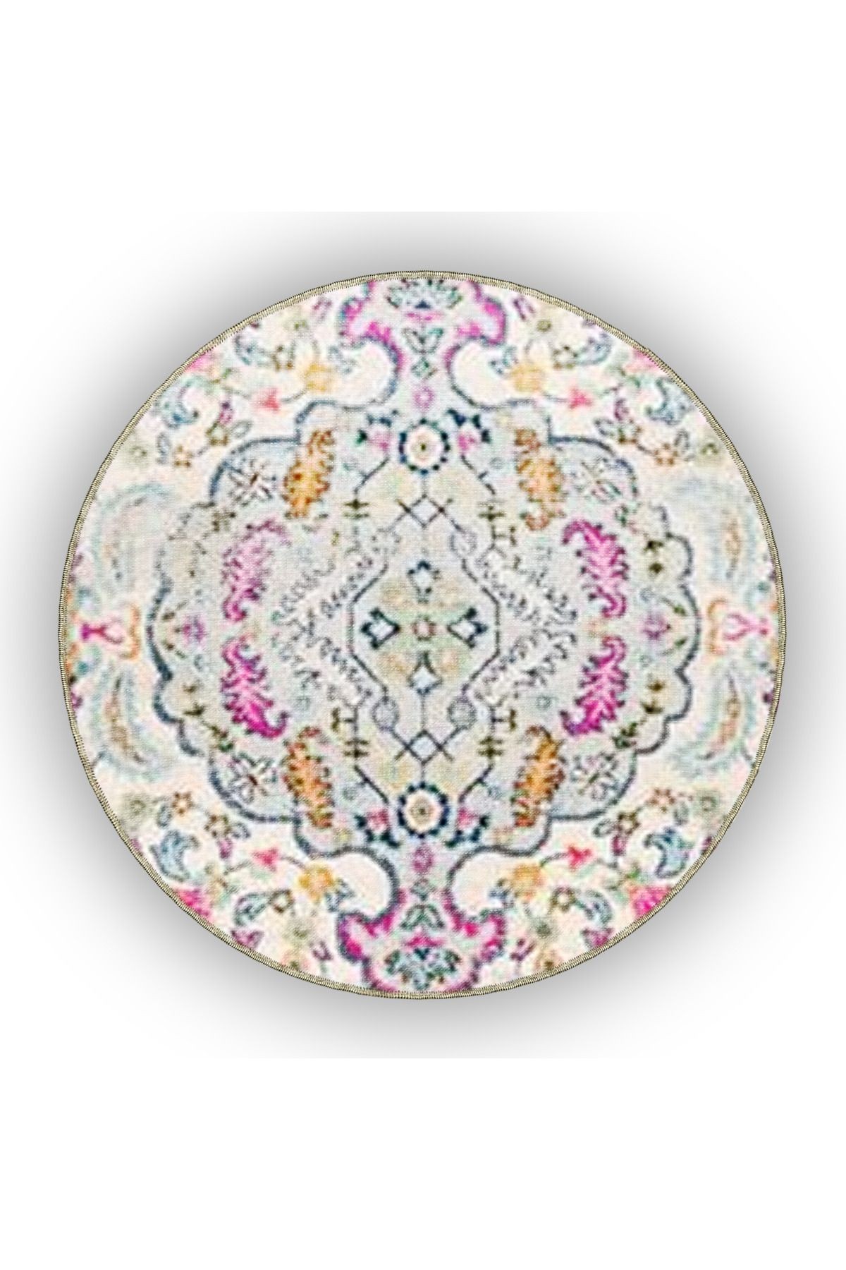 Açık Ton Çok Renkli Geleneksel Motif Desenli Vintage Dekoratif Halı 5001