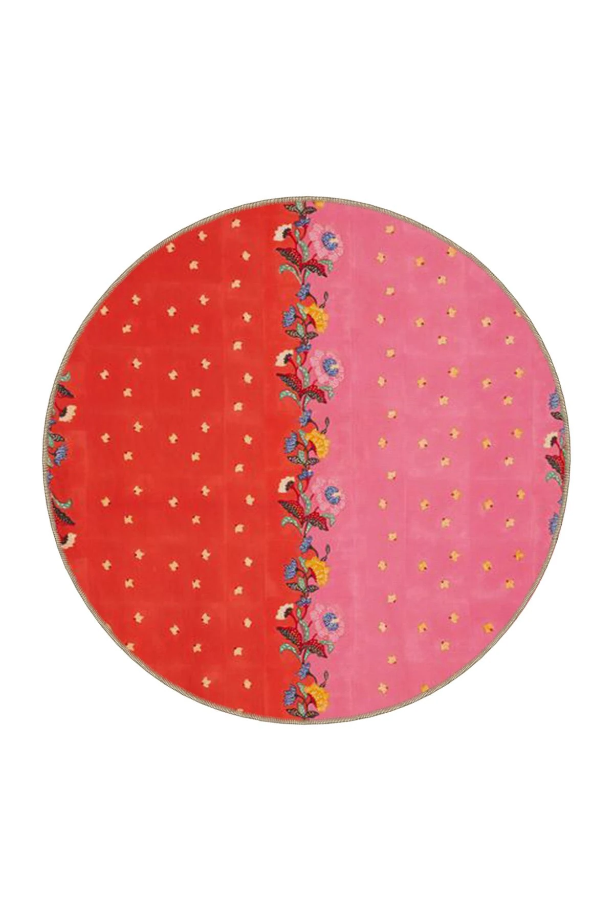 Kırmızı Pembe Temalı Karma Çiçek Desenli Modern Dekoratif Halı 3616