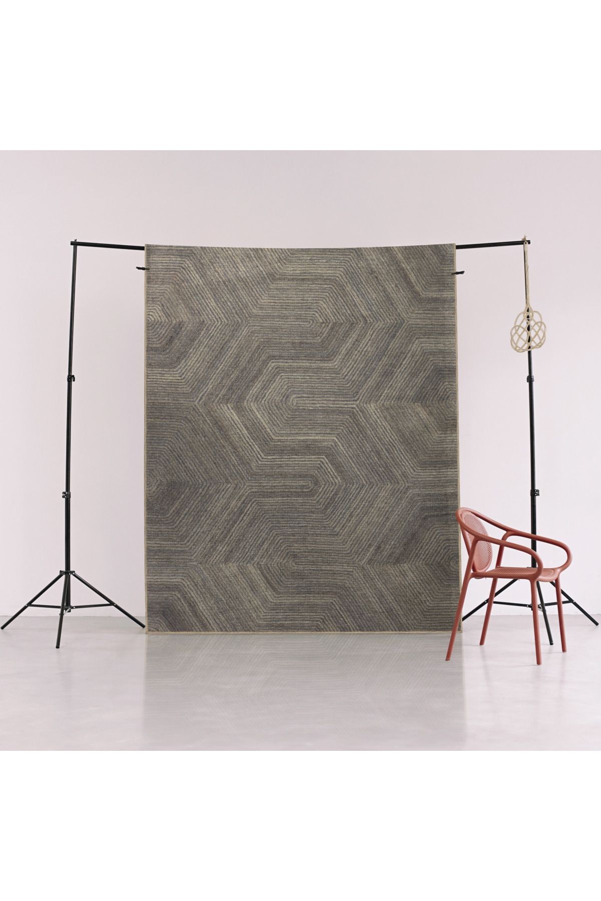 Gri Temalı Soyut Geometrik Desenli Kreatif Modern Dekoratif Halı 3002