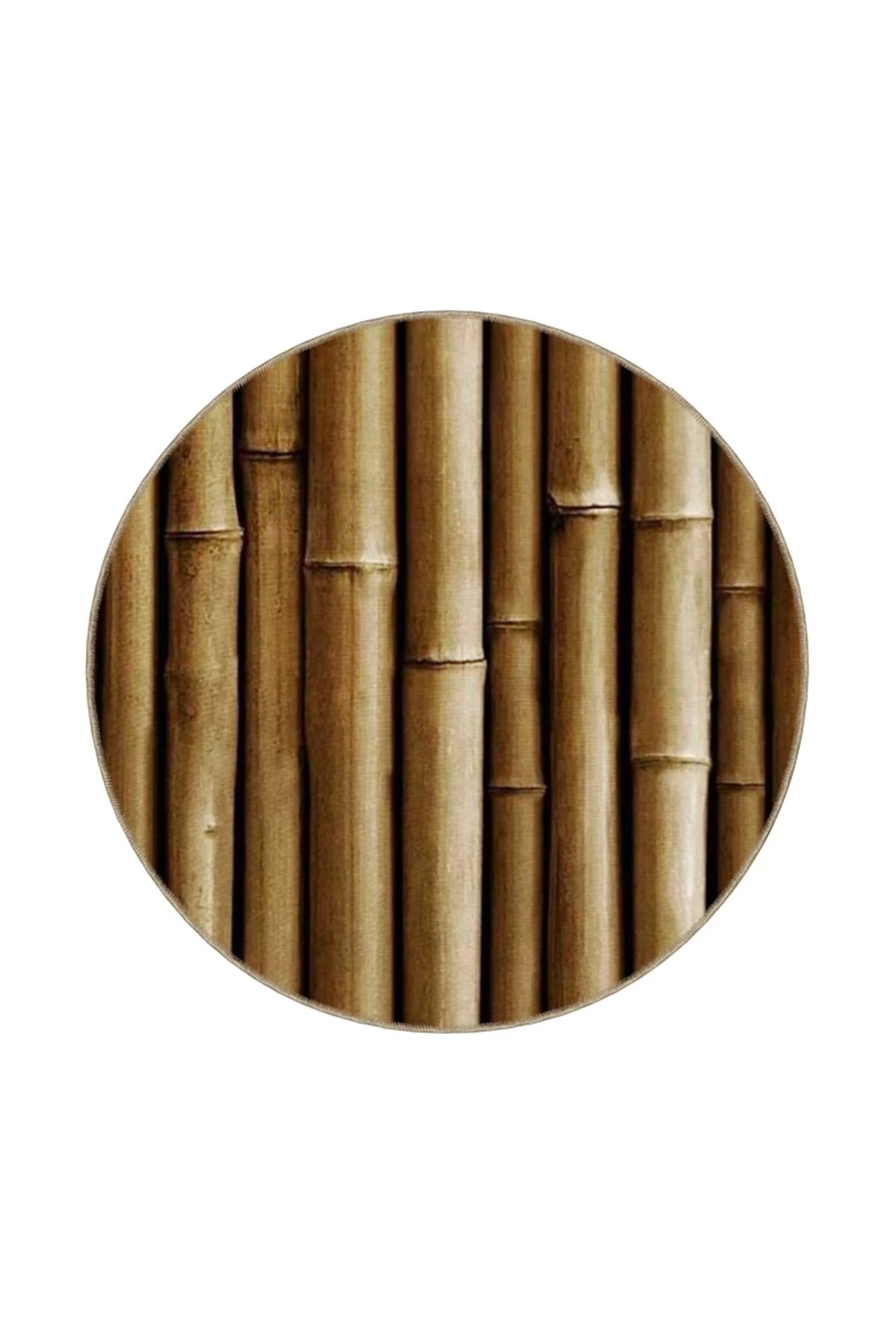 Kahverengi Dikey Bambu Temalı Dekoratif Yıkanabilir Halı miravip9031