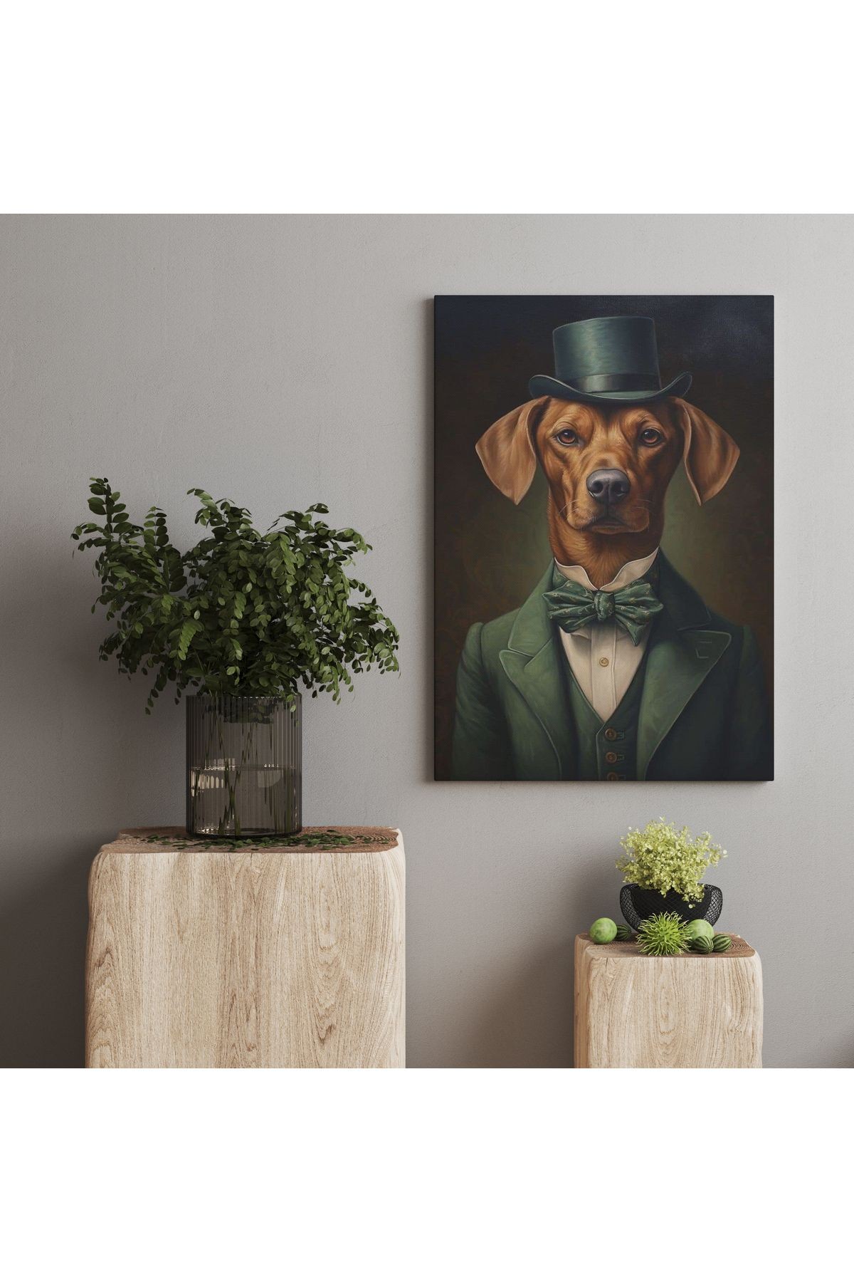 Kanvas Tablo Smokinli Asil Köpek Temalı tablo5004