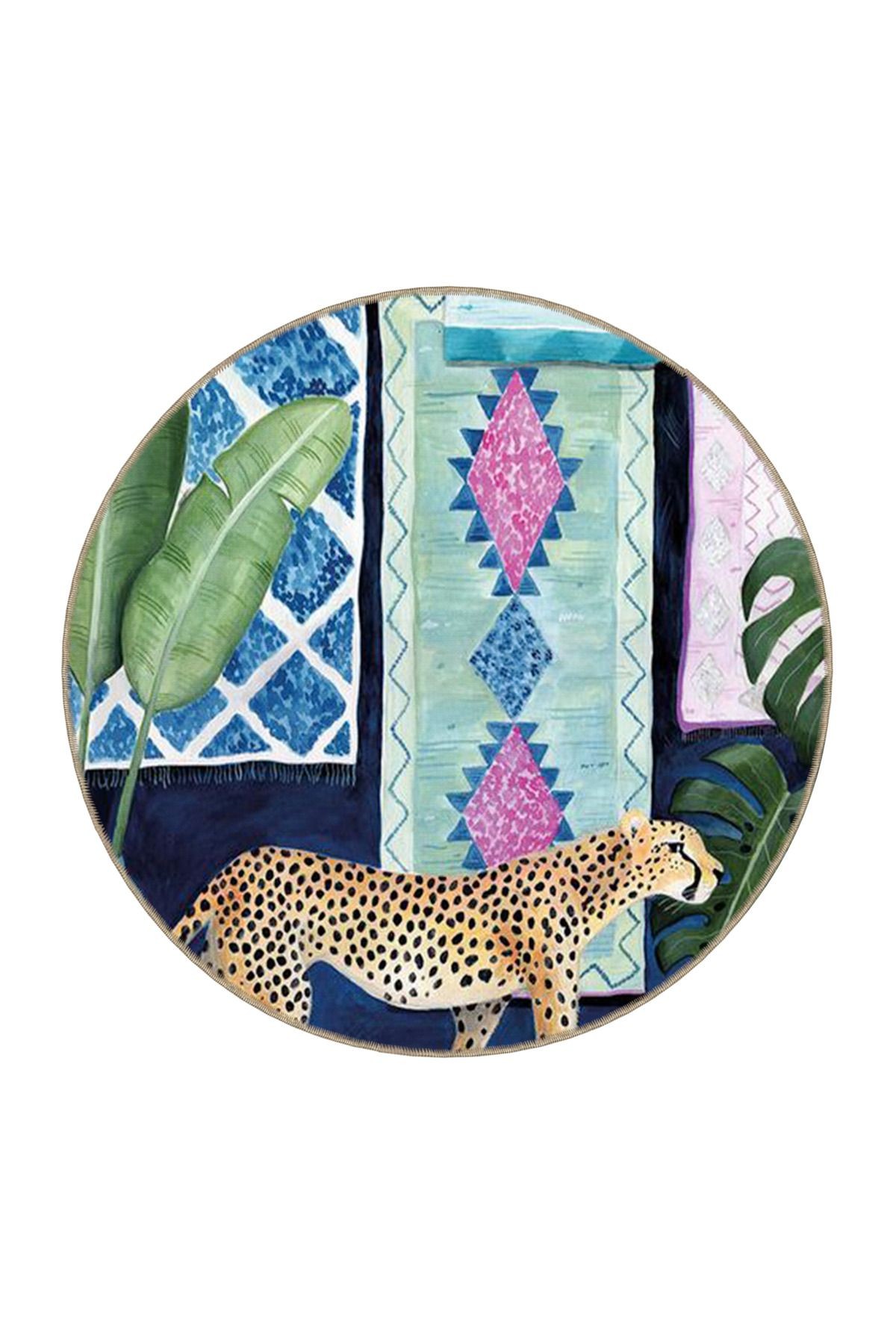 Çok Renkli Leopar Desenli Kreatif Modern Dekoratif Halı 3534