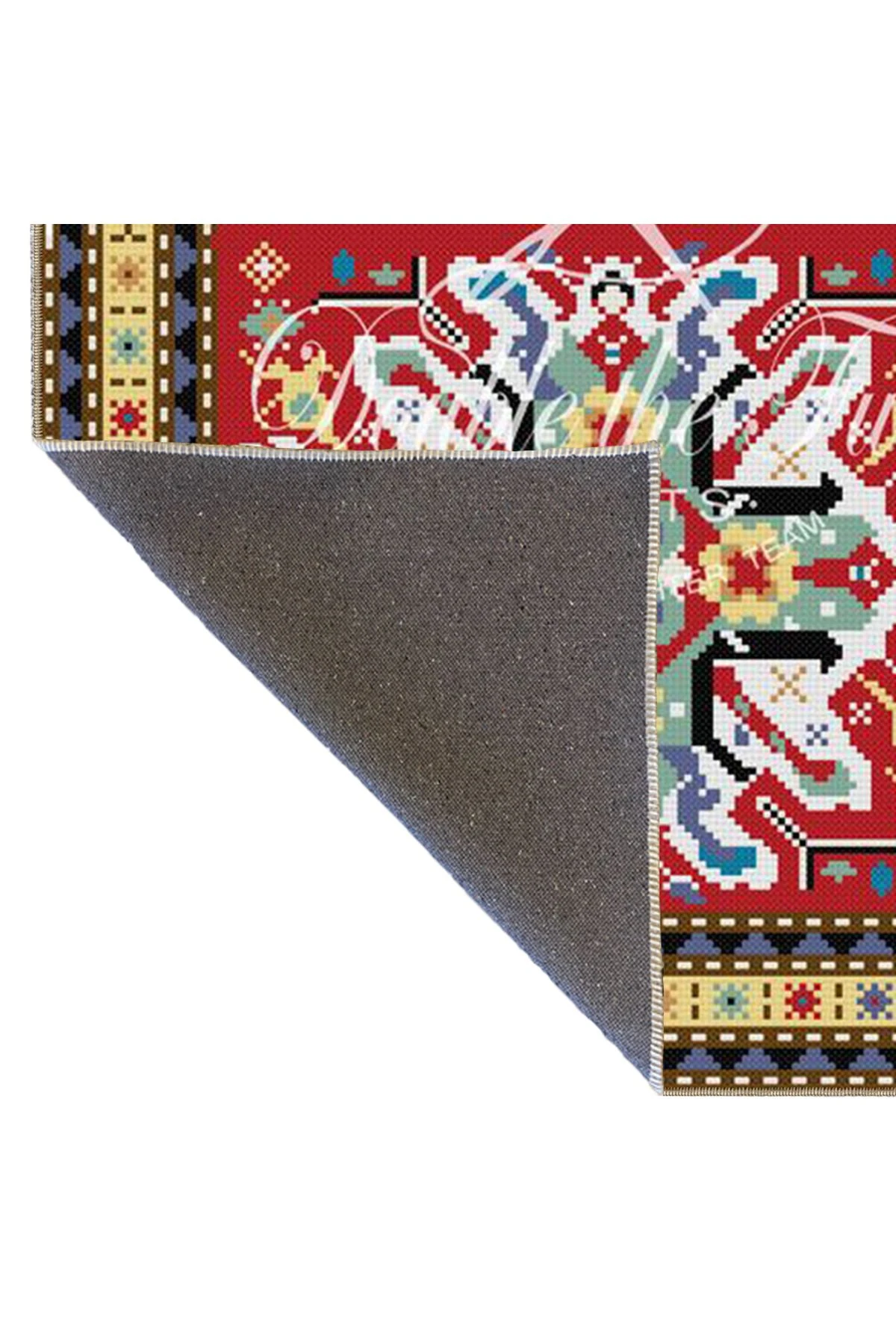 Kırmızı Geleneksel Geometrik Dokuma Dekoratif Halı 4142