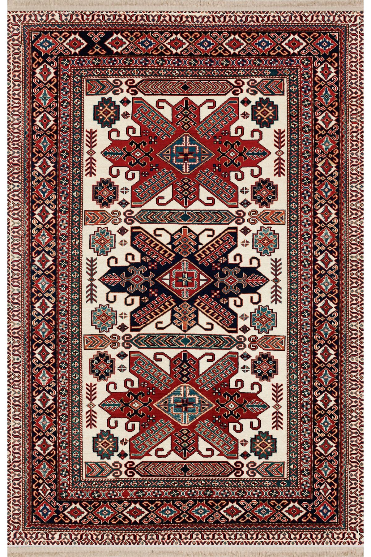 Bordo Temalı Geleneksel Motif Etnik Desenli Vintage Dekoratif Halı 1642