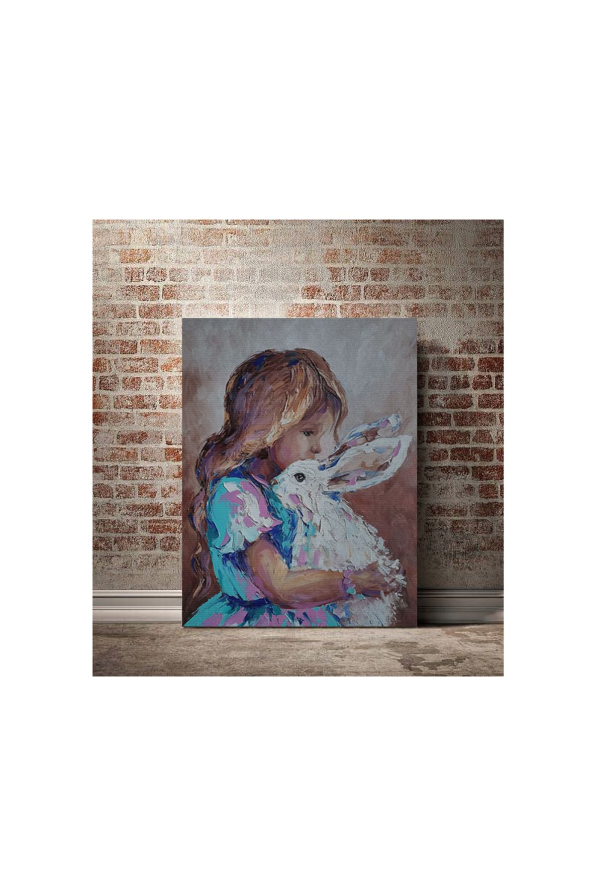 Kanvas Tablo Tavşan Çocuk Desenli Renkli Temalı Modern Tablo