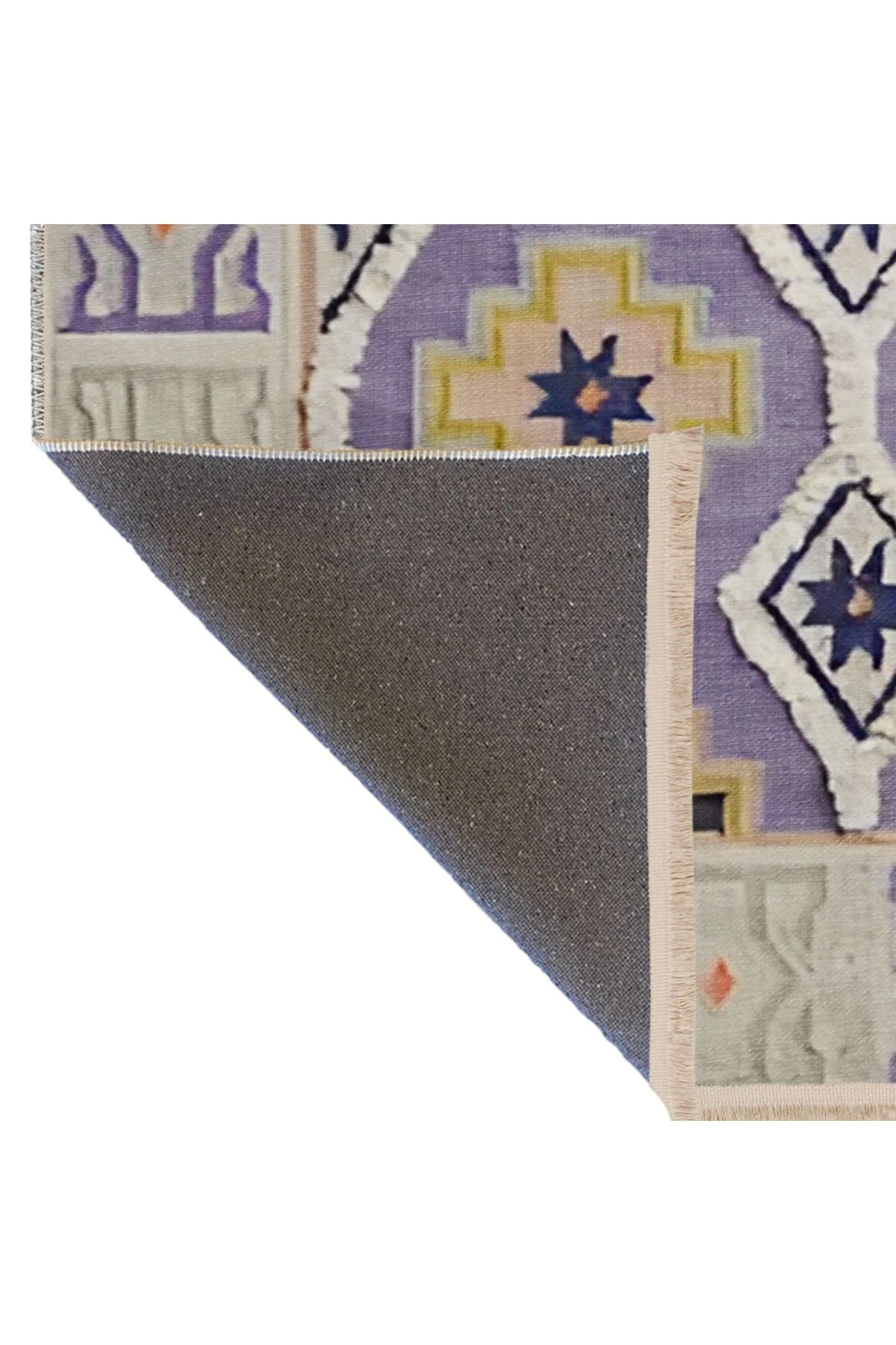 Sarı Mor Temalı Geometrik Şekil Desenli Kreatif Dekoratif Halı 1956