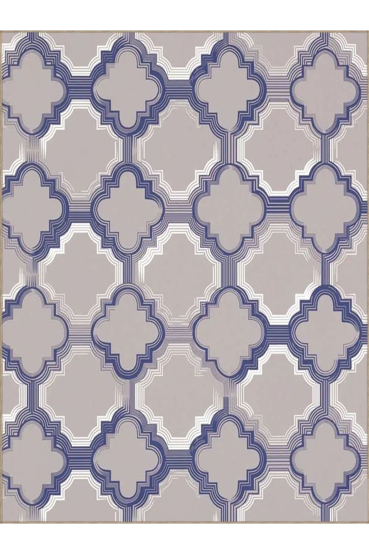 Semih Koleksiyonu Gri Mor Tonlarda Geometrik Şekil Desenli Dokuma Taban Modern Dekoratif Halı 35