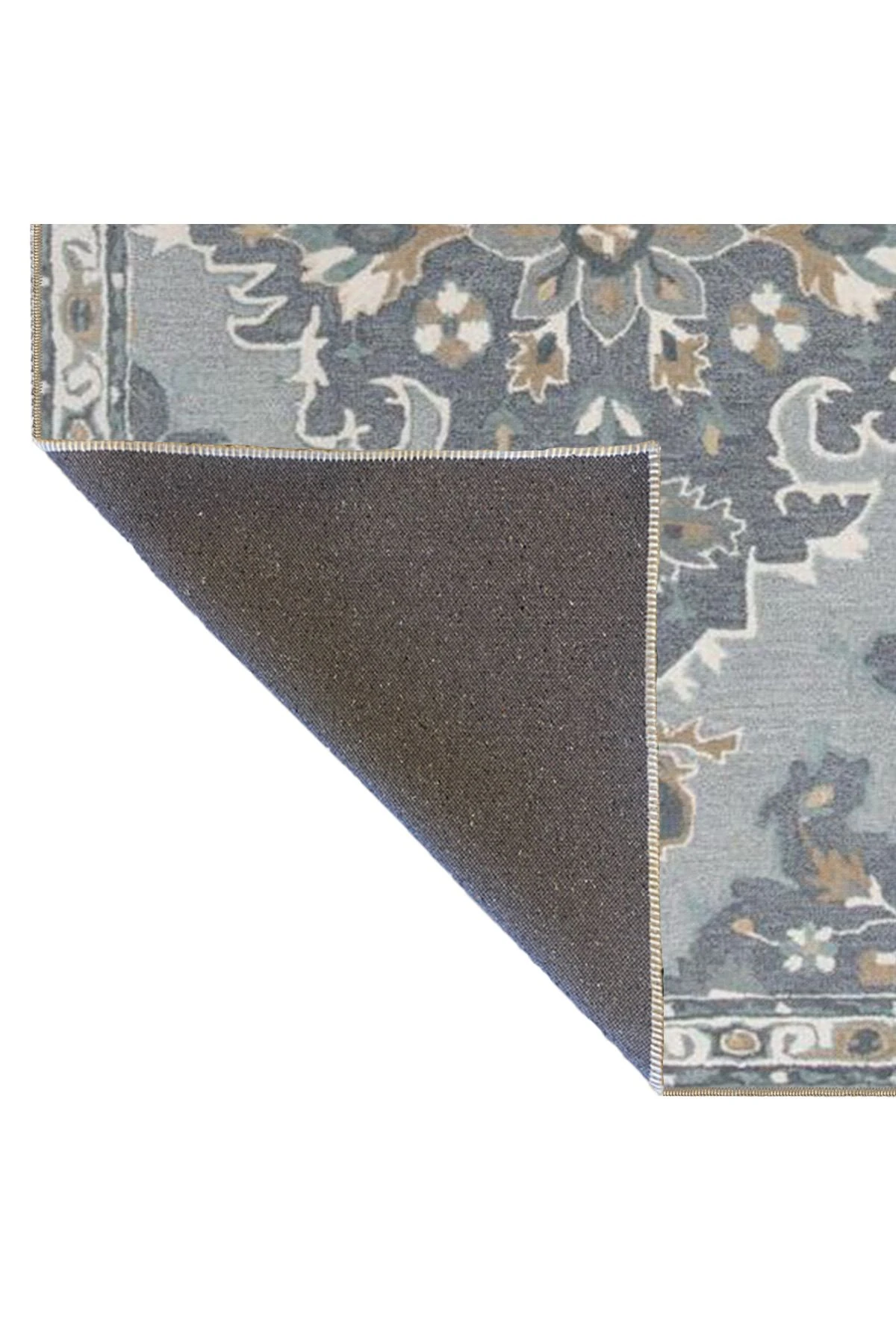 Gri Temalı Geleneksel Motif Çiçek Desenli Vintage Dekoratif Halı 4540