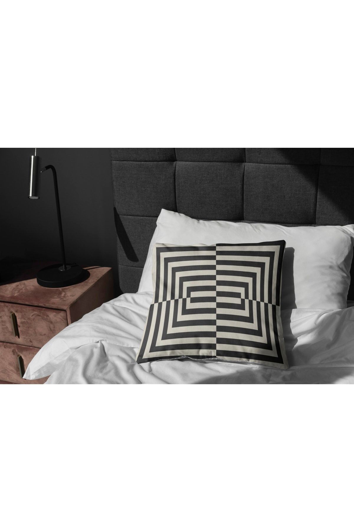 Kırlent 989 Çizgili Modern Siyah Beyaz Kırlent Kılıfı Pillow13