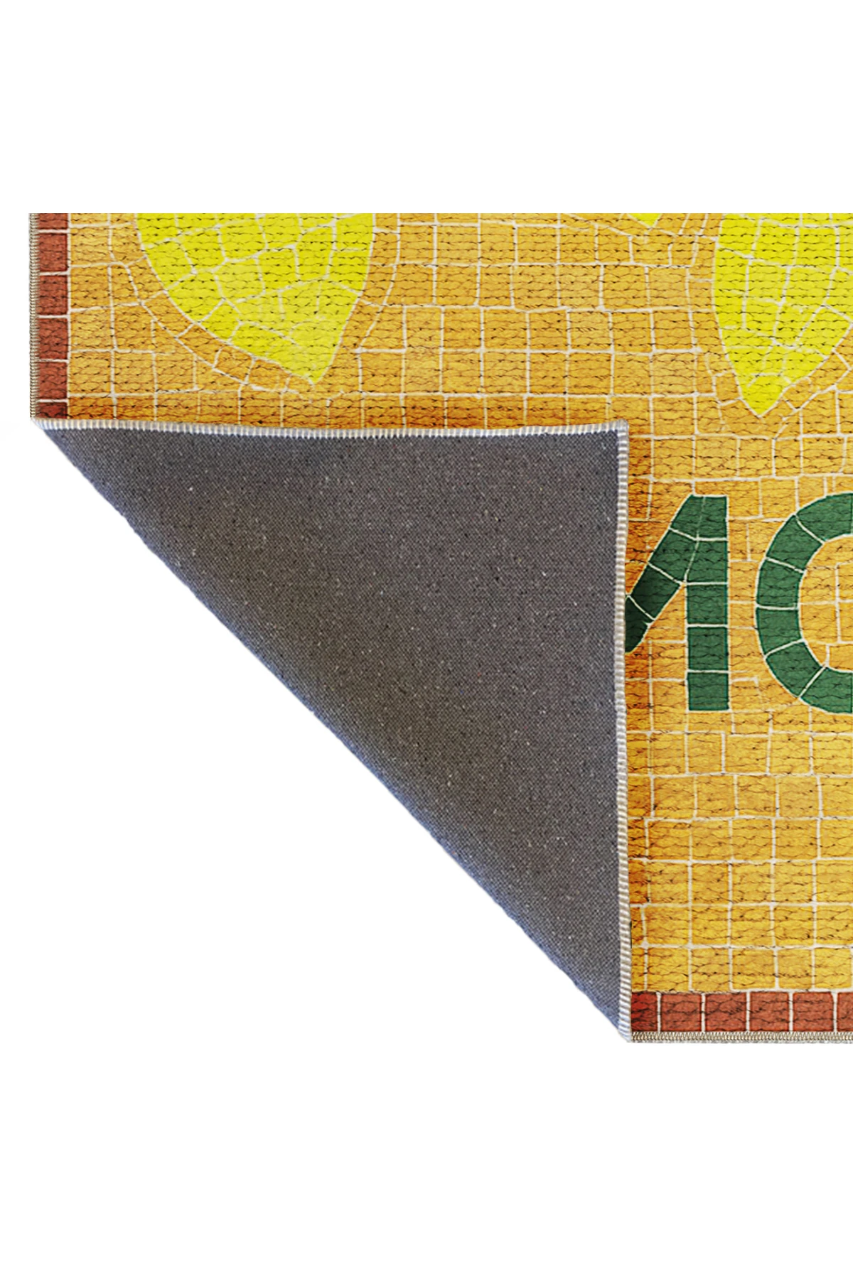 MOSSO LEMON Yazılı Desen Dokuma Taban Vintage Dekoratif Halımosso996