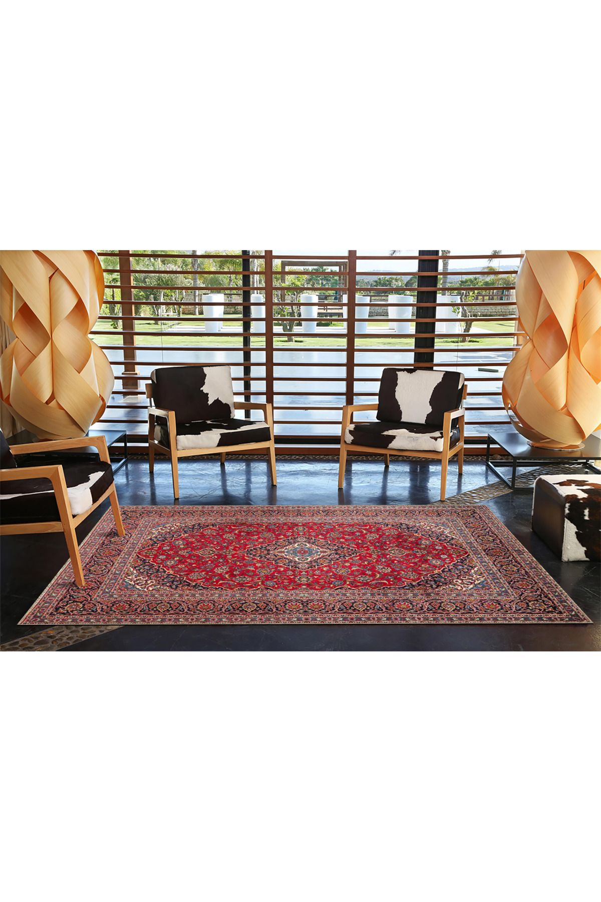 Gelenksel Kırmızı Modern Dekoratif Halı 4473