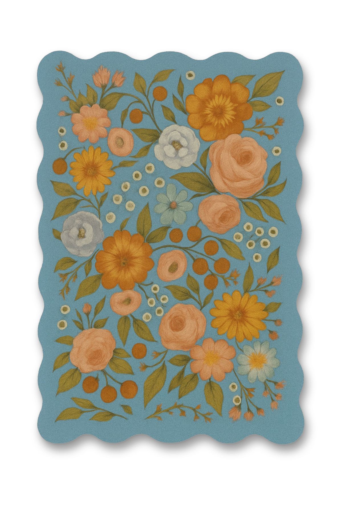 Mosso Asimetrik Floral Tema Çiçekler Desenli Dokuma Taban Modern Dekoratif Halı mosso145