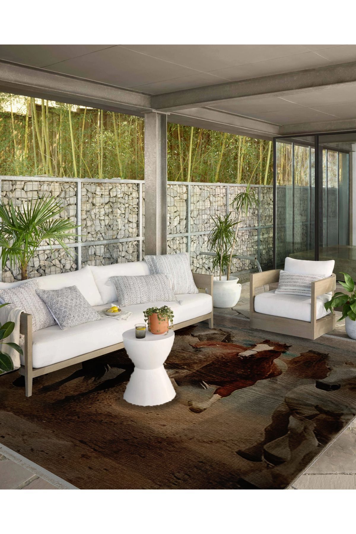 Animal Koleksiyonu Çok Renkli Etnik Detaylı Kaplan Dokuma Taban Yıkanabilir Halı animal22