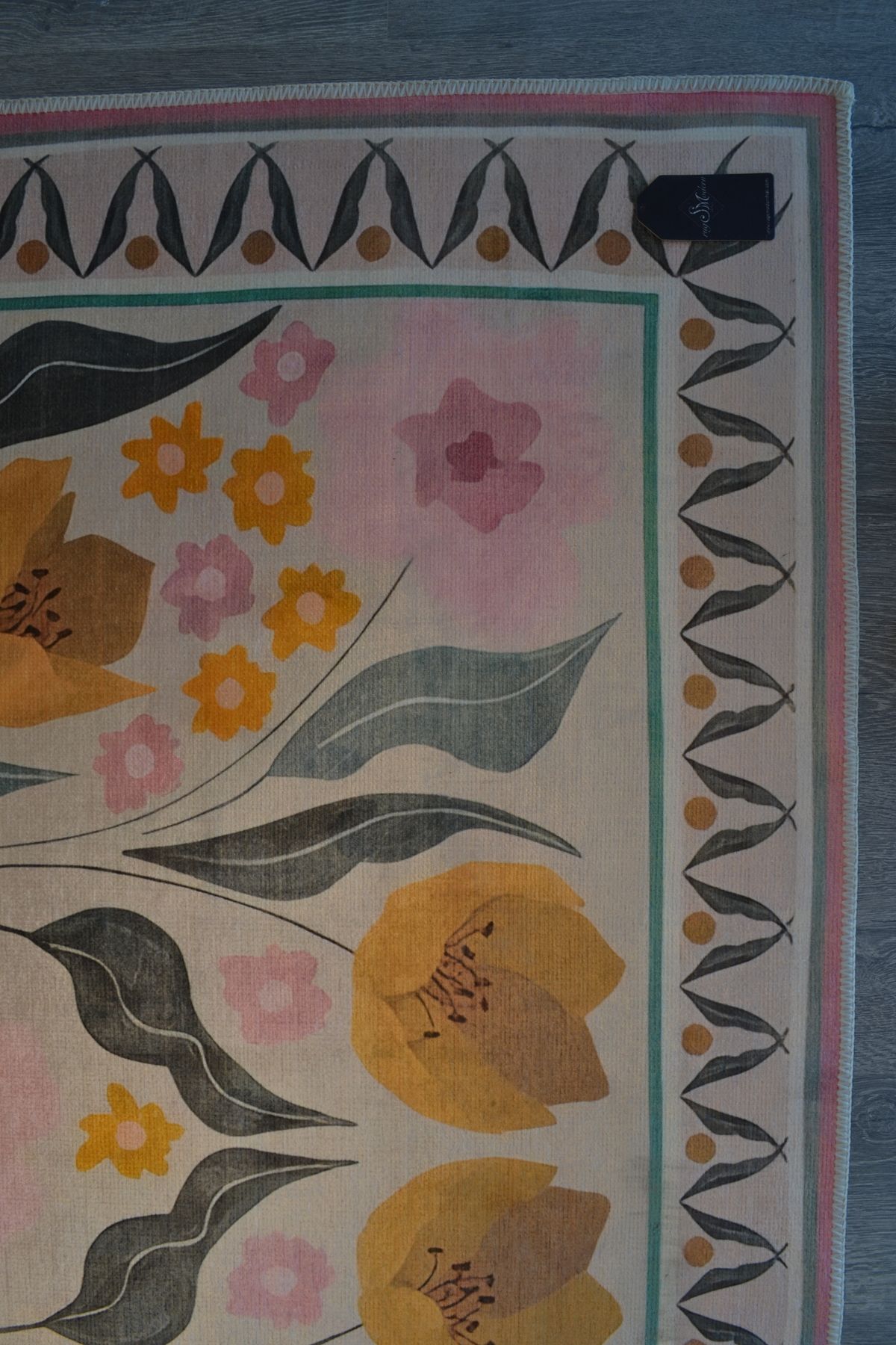 Aynur Koleksiyonu Pastel Tonlarda Pembe Çiçekler Detaylı Dokuma Taban Modern Dekoratif Halı aynur36