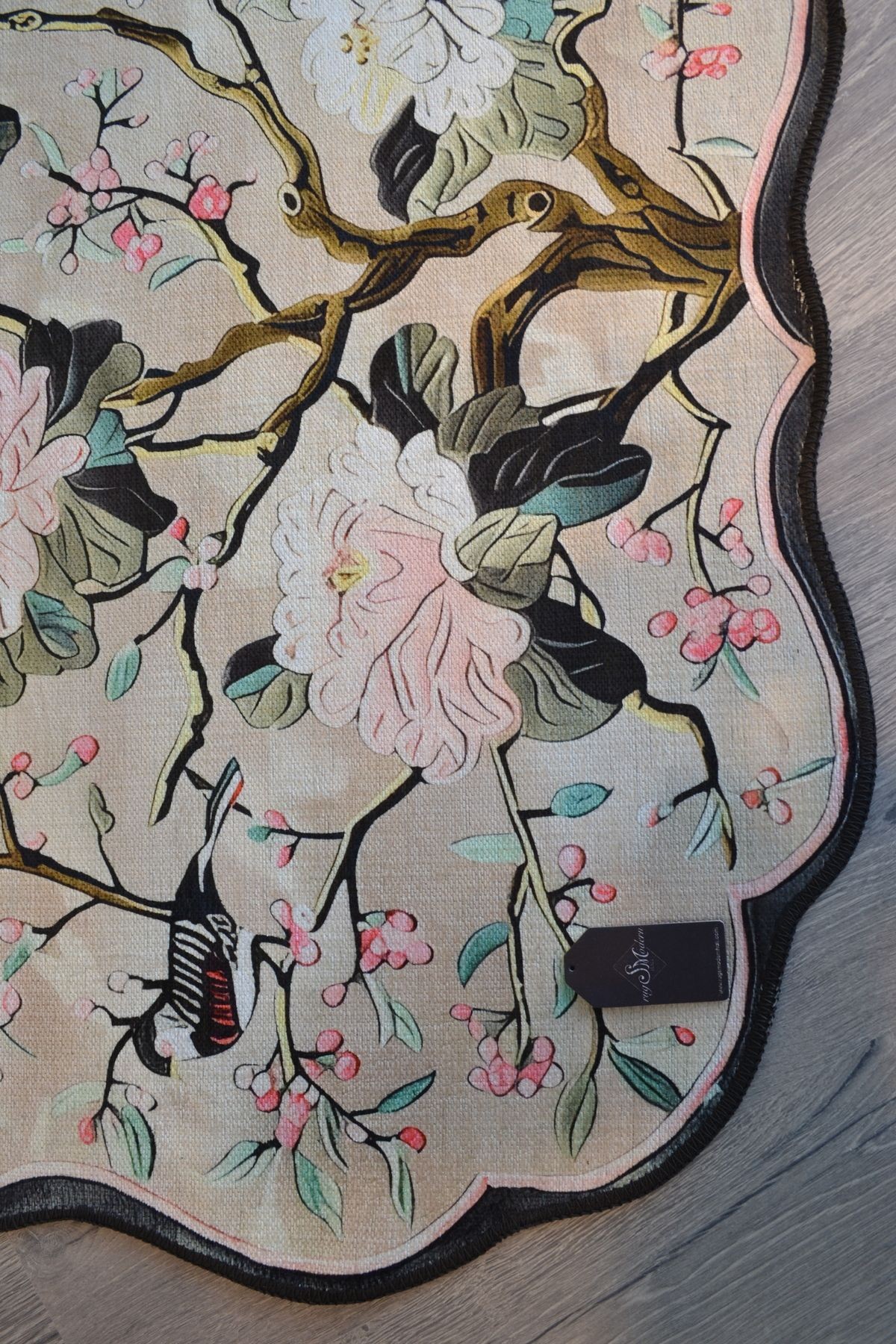 Güneş Koleksiyonu Pastel Tonlarda Japon Çiçekleri Dokuma Taban Modern Dekoratif Halı günes33