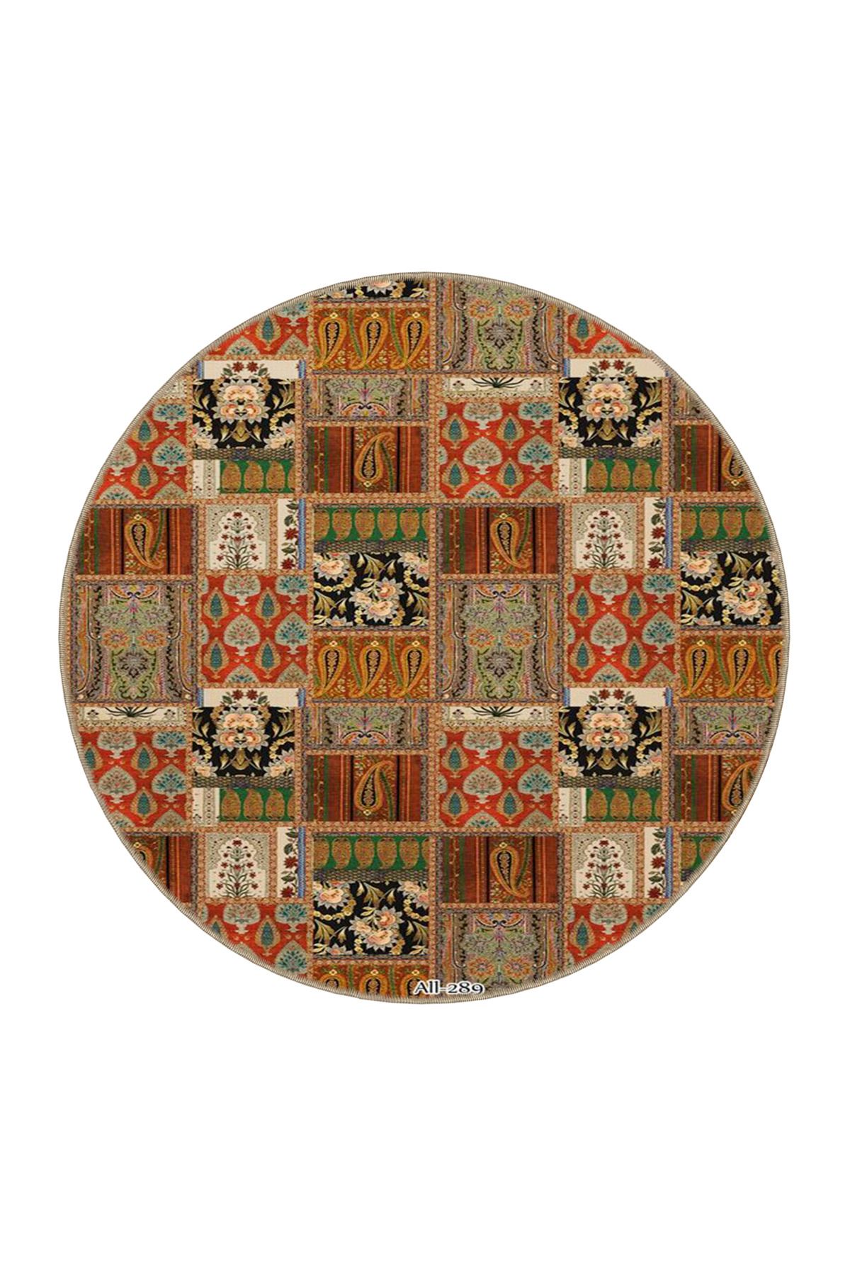 Kahverengi Renkli Geometrik Desenli Dekoratif Dokuma Taban Halı miravip35